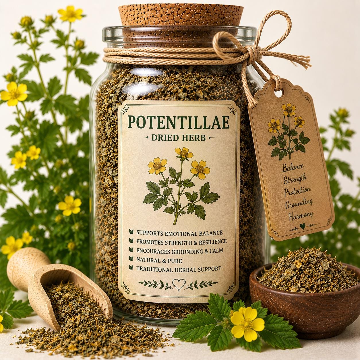 Herb Spell Jar + Spoon | Potentillae | Dried, Cut & Sifted | Potentillae | 50ML