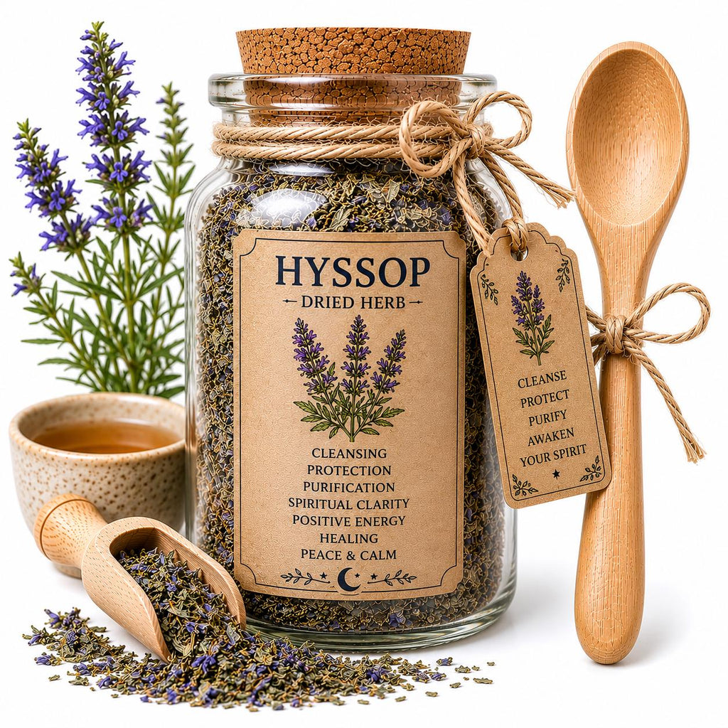 Herb Spell Jar + Spoon | Hyssop | Dried, Cut & Sifted | Hyssopus Officinalis | 50ML
