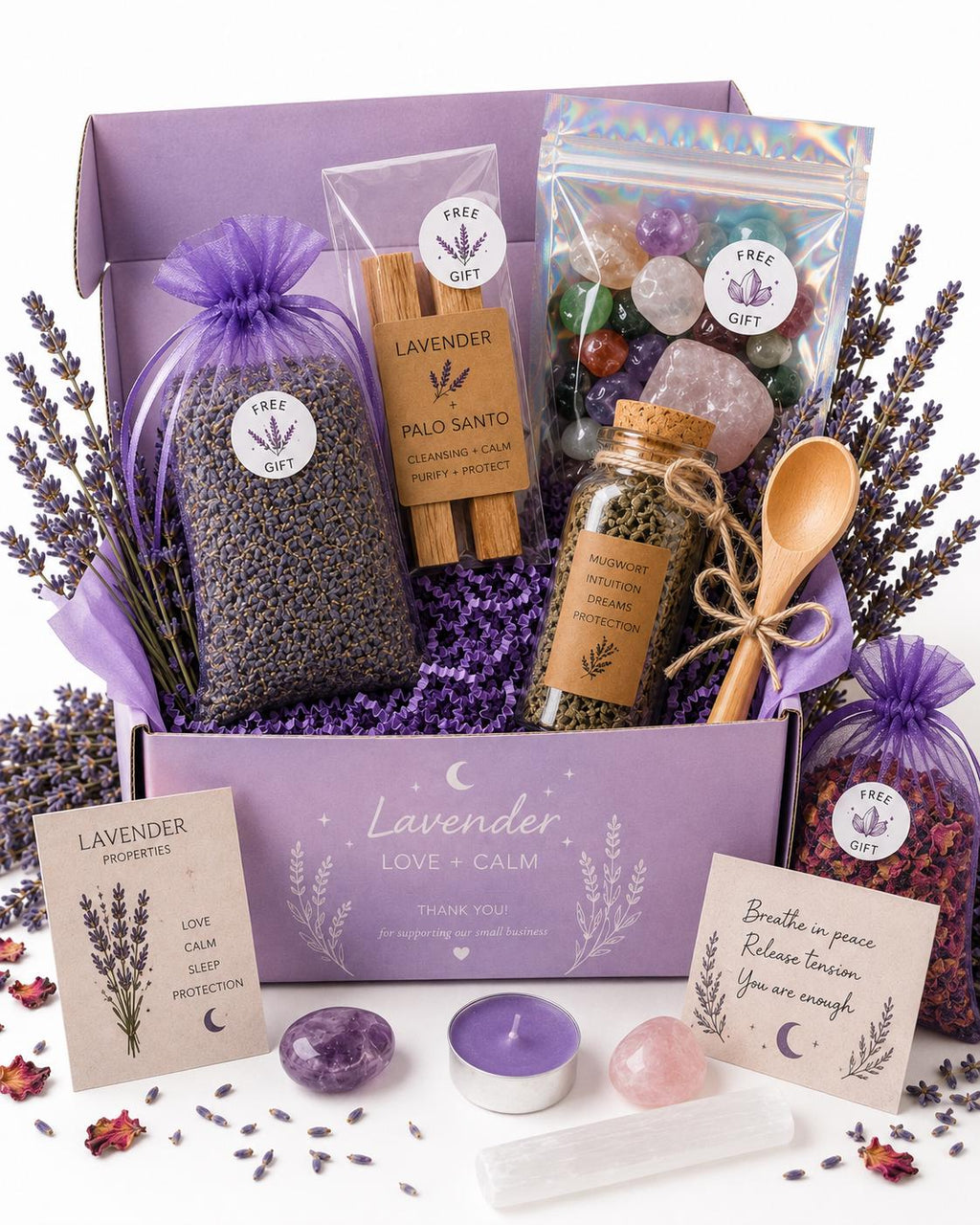 Spell Jar + Spoon Bundle | Moon Magic Trio Deluxe Gift Box | Dried, Cut & Sifted | Mugwort | Lavender | Rose Petal | 150ML