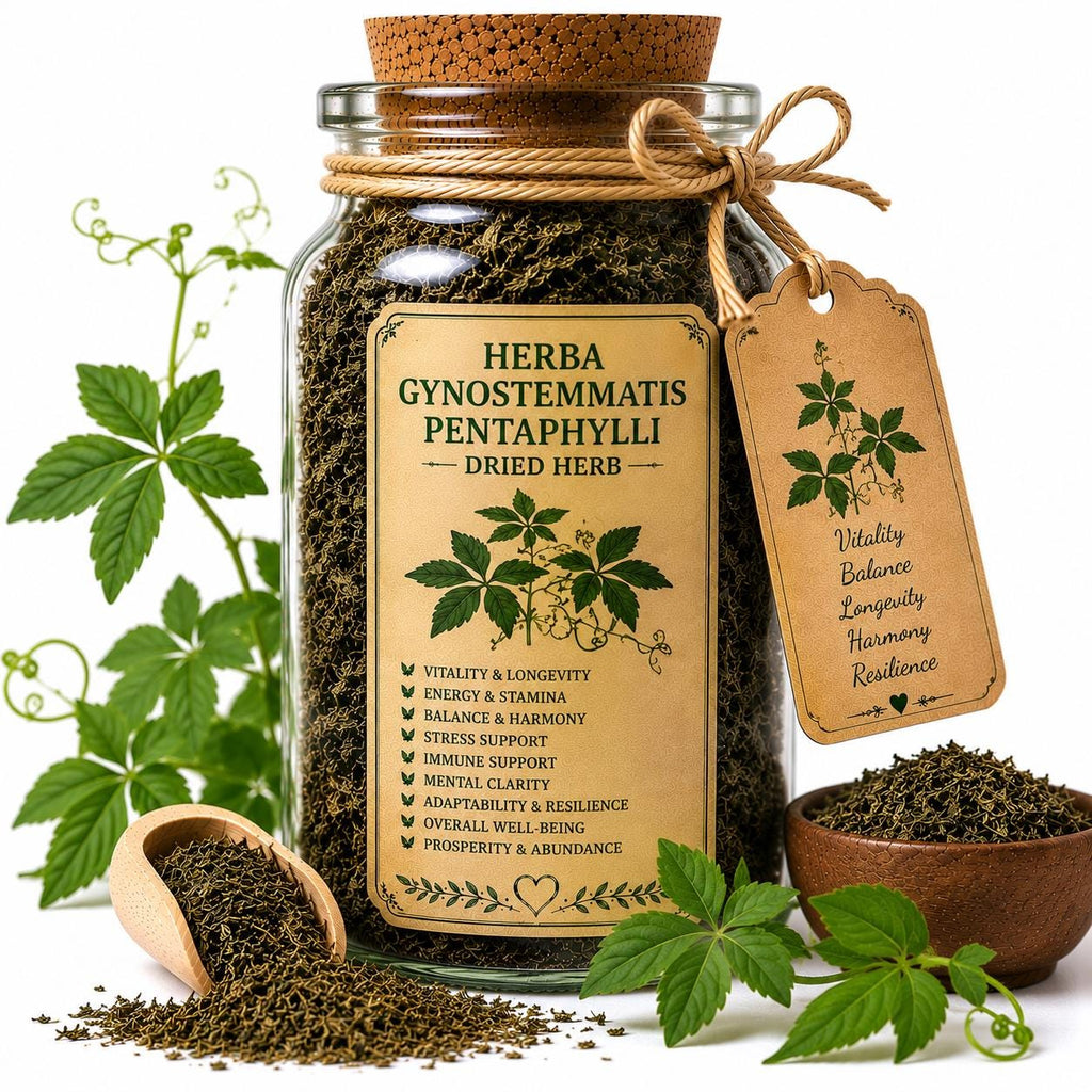 Herb Spell Jar + Spoon | Herba Gynostemmatis Pentaphylli | Dried, Cut & Sifted | Gynostemma Pentaphylluma | 50ML