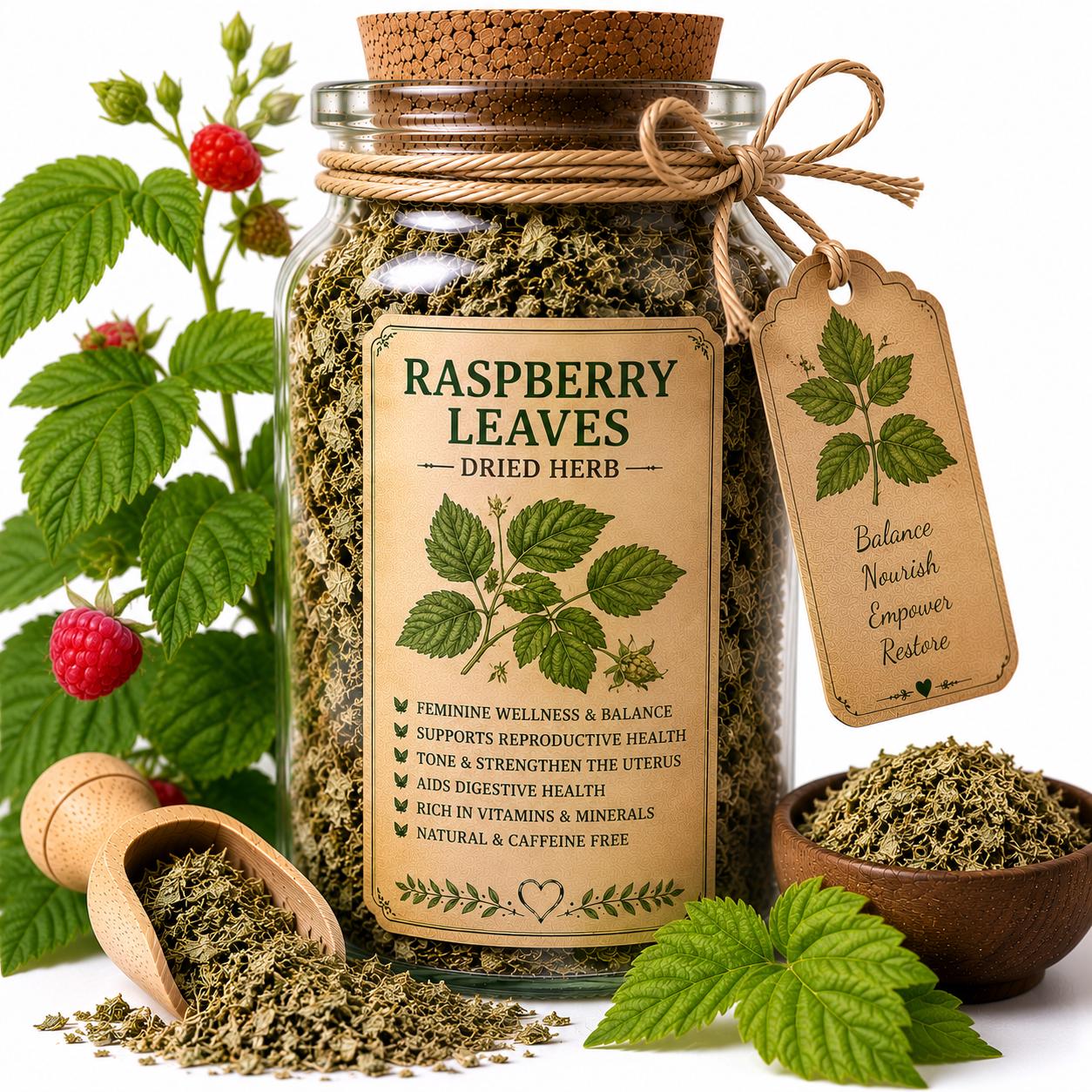 Spell Jar + Spoon | Raspberry Leaves | Dried, Cut & Sifted | Rubus Idaeus | 50ML