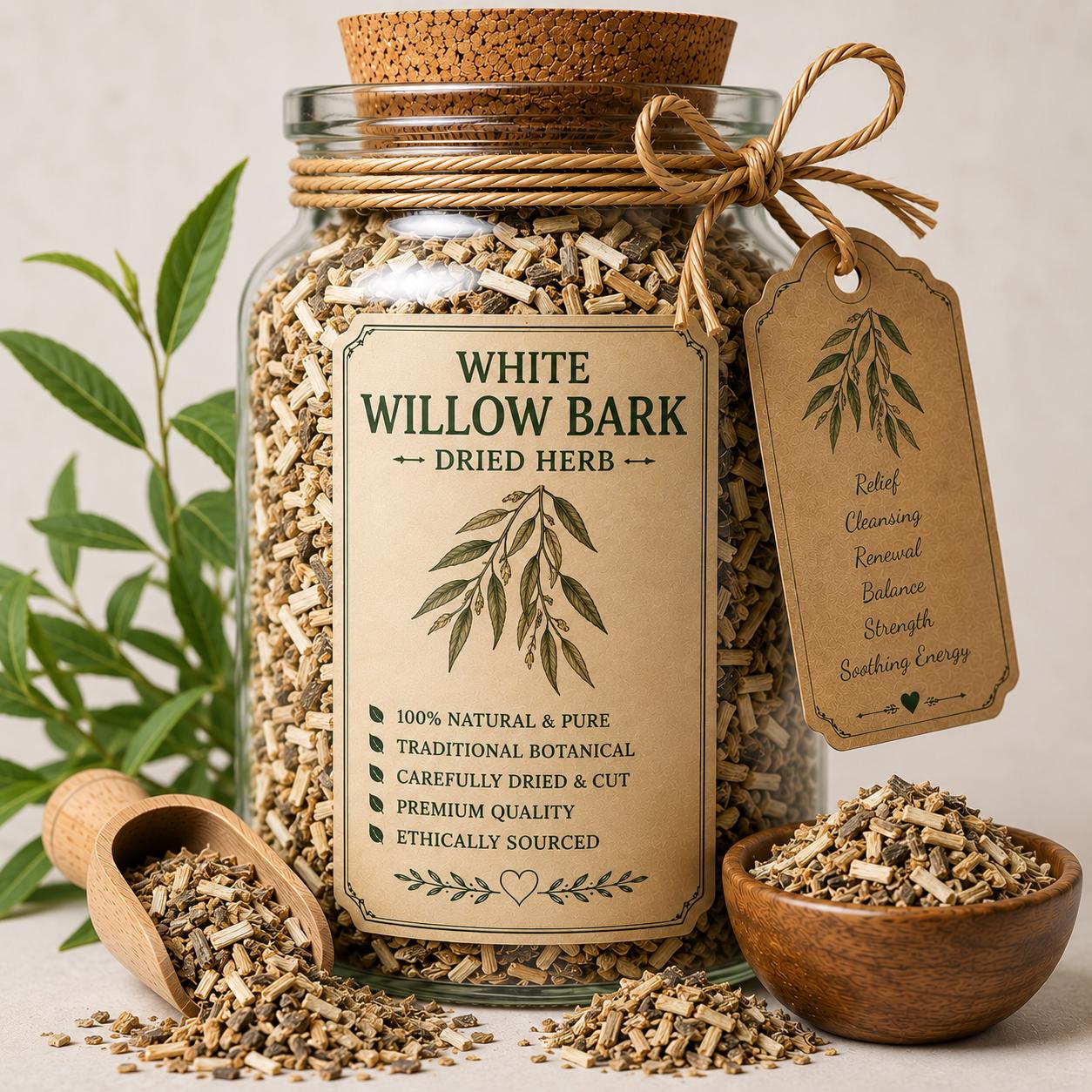 Spell Jar + Spoon | White Willow Bark | Dried, Cut & Sifted | Salix Alba | 50ML