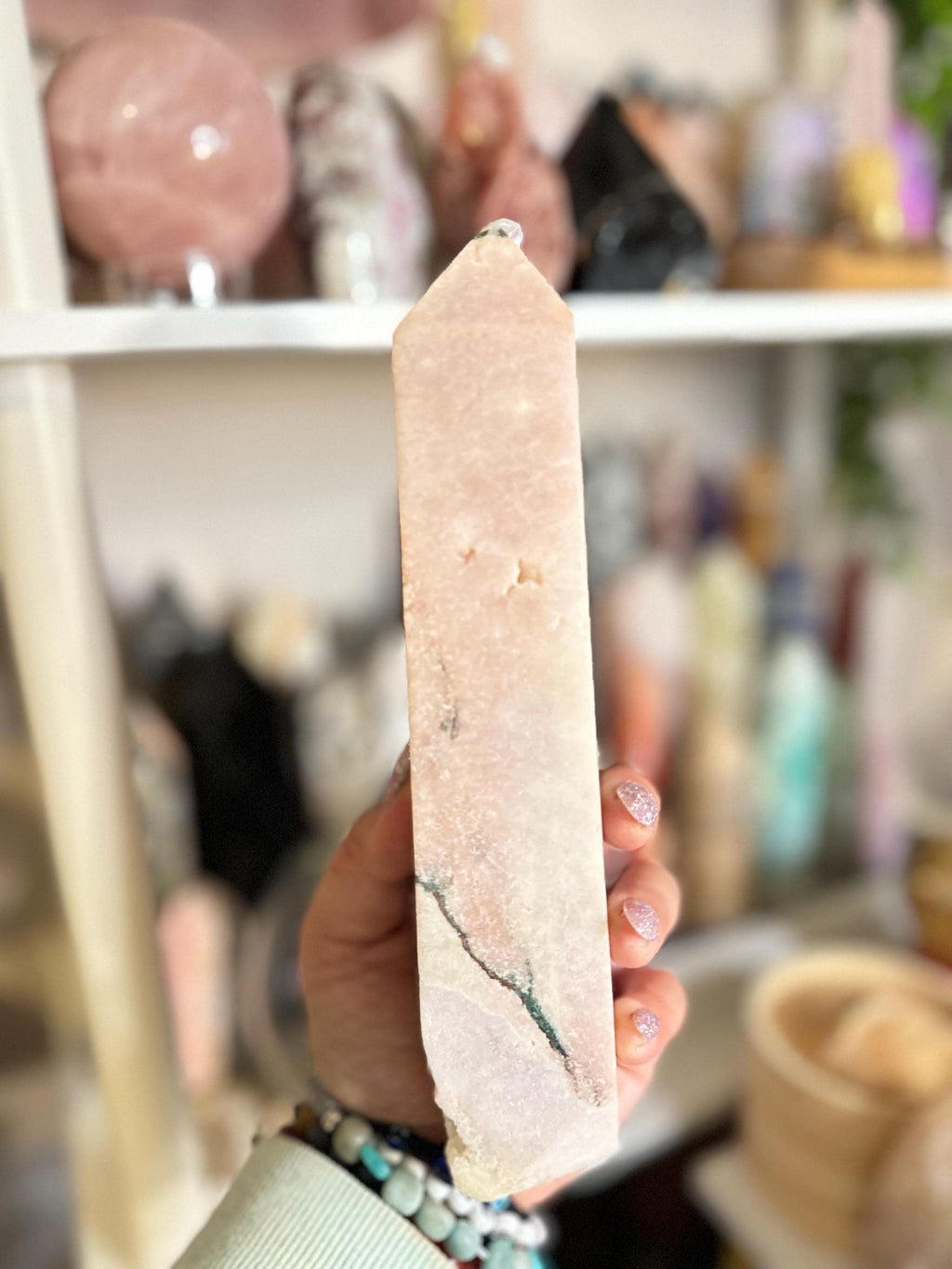 Crystal + Rocks | Gorgeous + Sparkly | Pink Amethyst with Jasper Tower | 8in