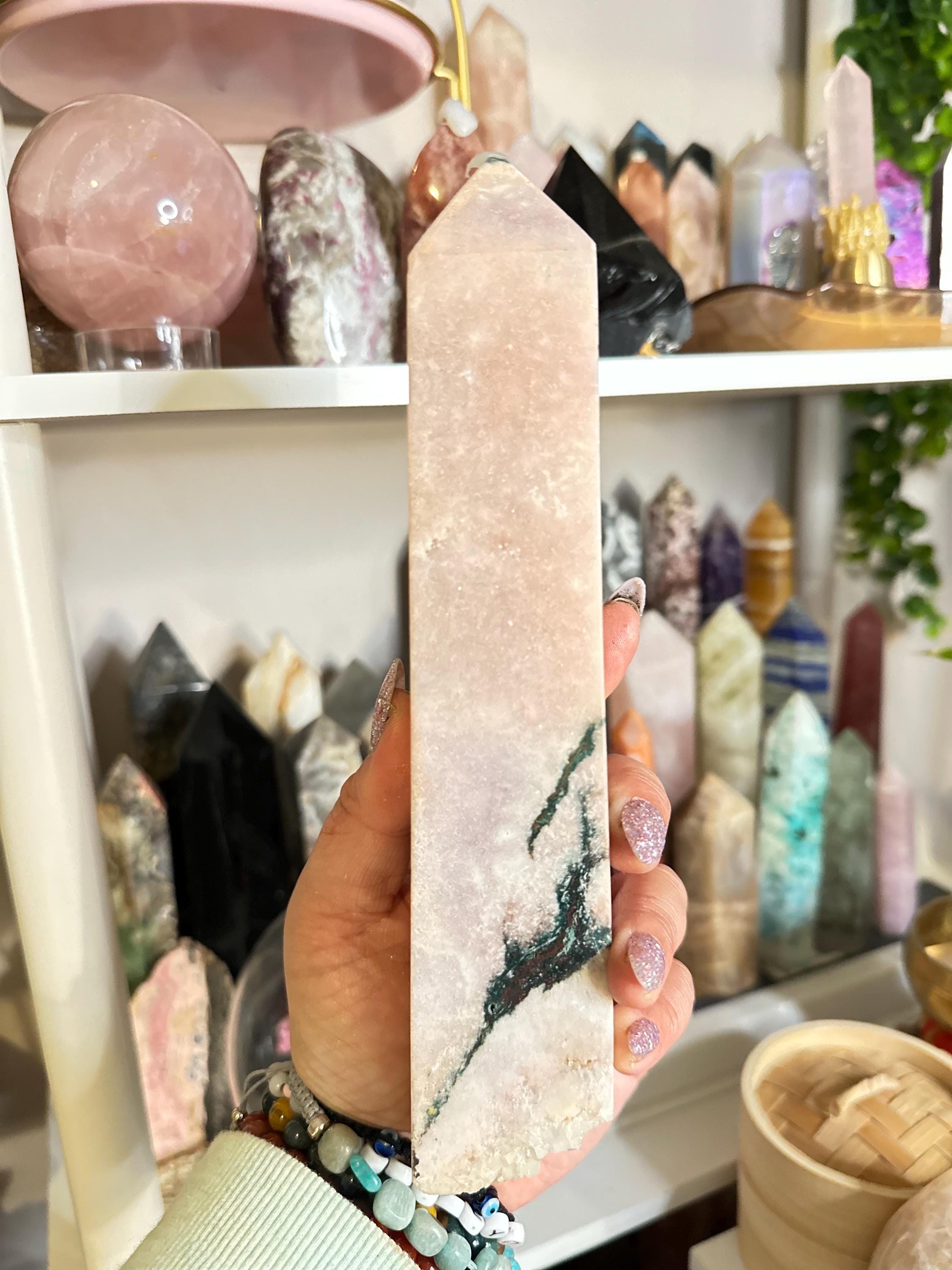 Crystal + Rocks | Gorgeous + Sparkly | Pink Amethyst with Jasper Tower | 8in