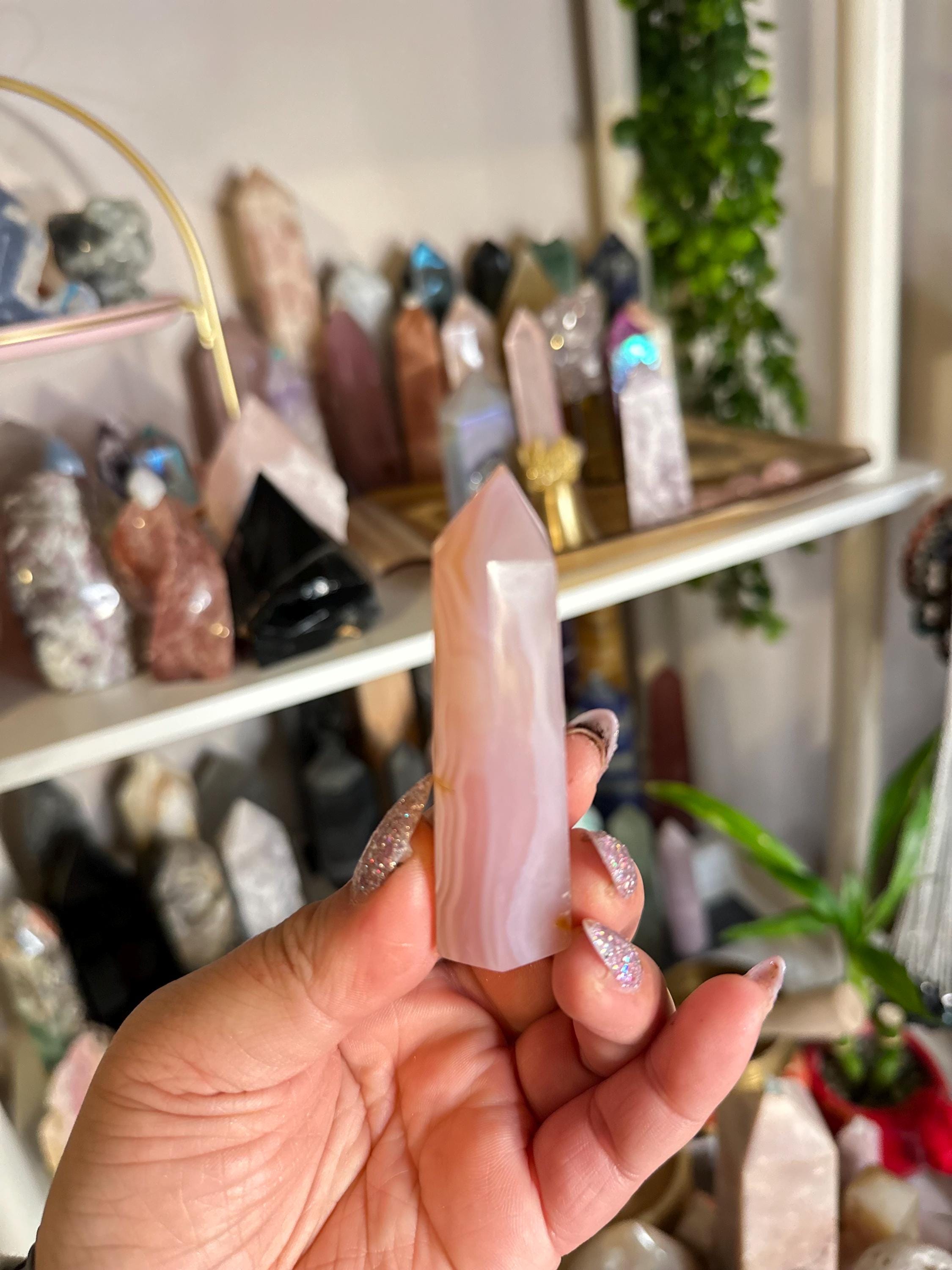 Crystal + Rocks | Gemmy Cute | Pink Jelly Agate Tower | 3in
