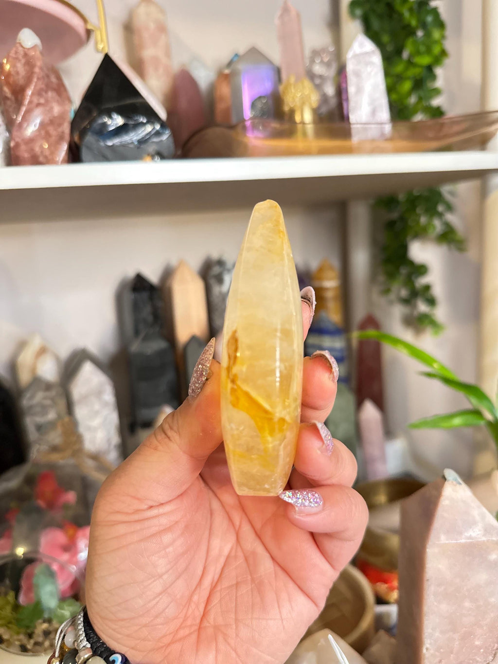 Crystal + Rocks | Large Polished | Stunning | Golden HealerTeardrop Freeform | 5in