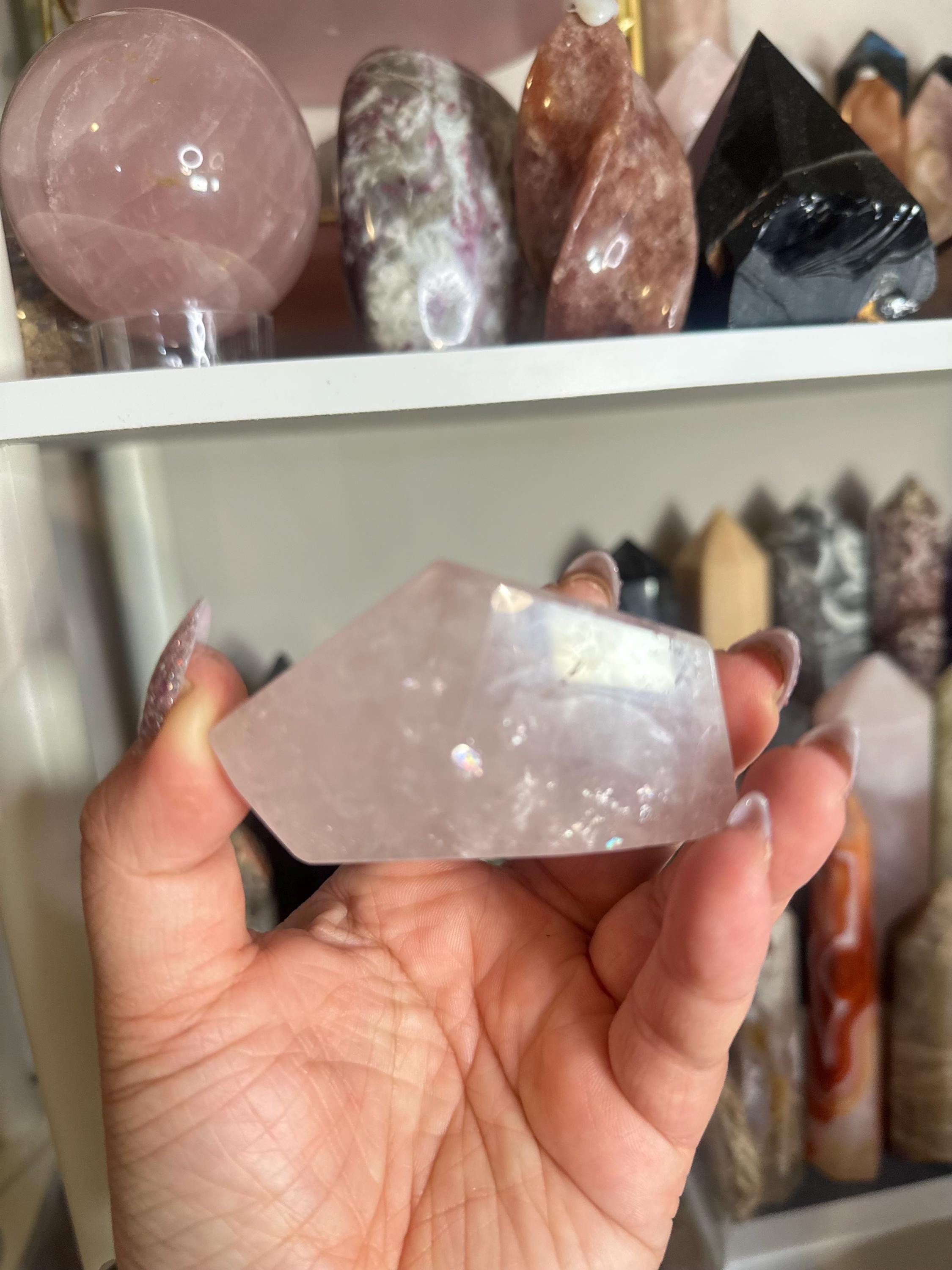 Crystal + Rocks | High Quality Gemmy | Rose Quartz Geometric Freeform | 3inch