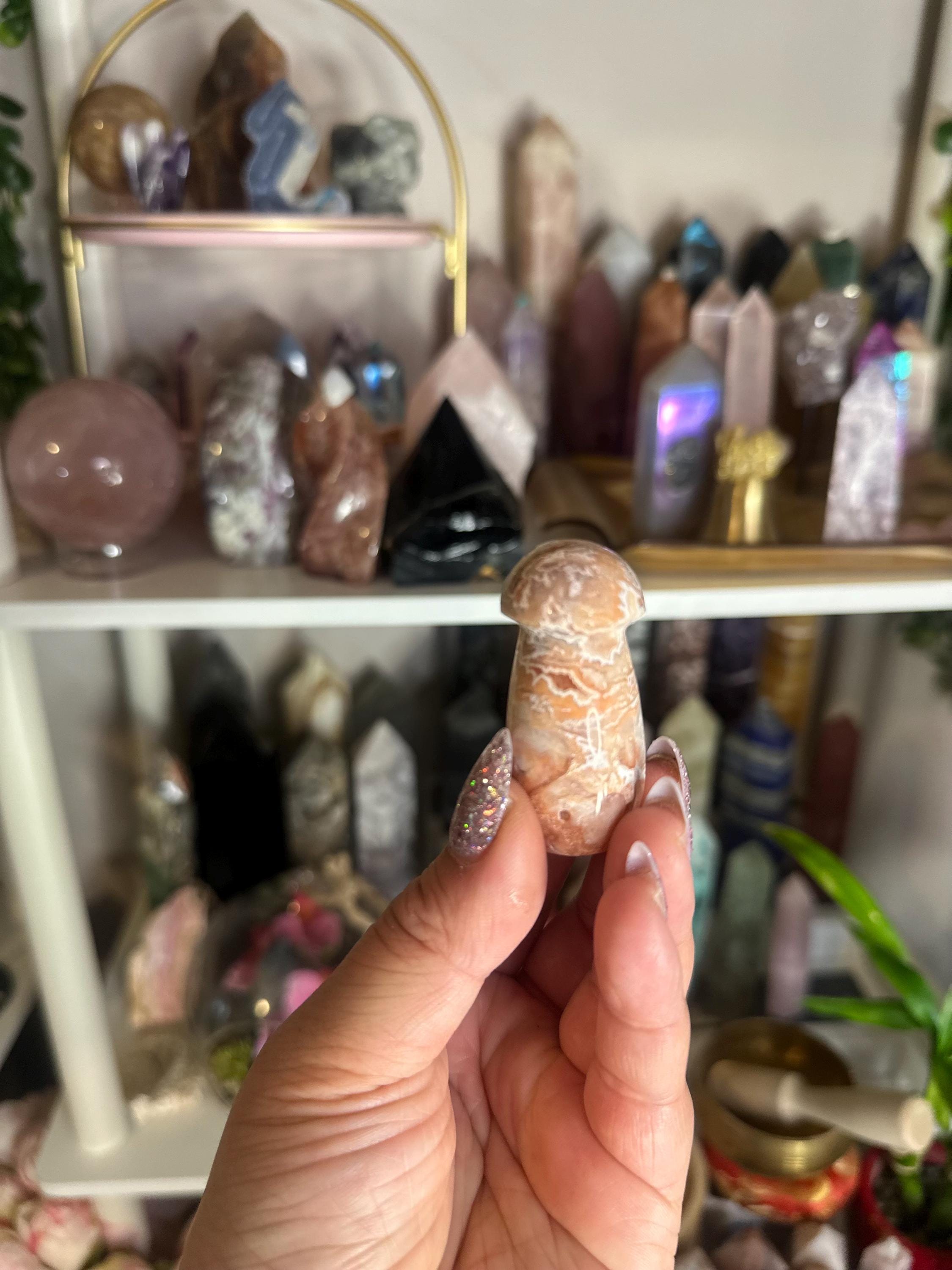 Crystal + Rocks | Polished | Pink Crazy Laced Agate Mushroom | 2inch