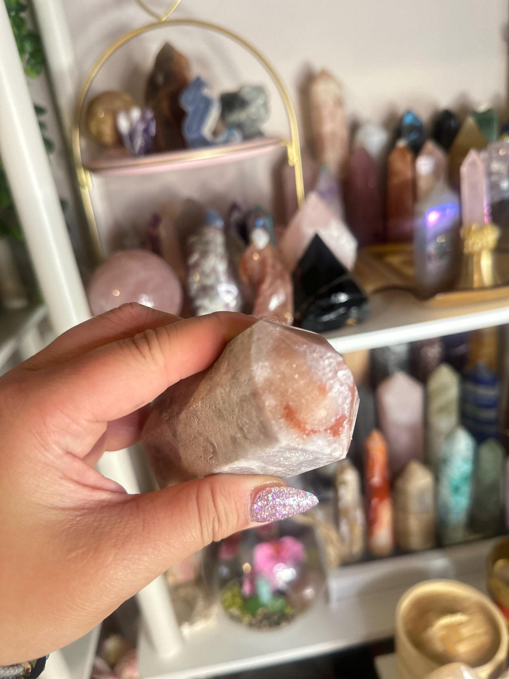 Crystal + Rocks| Druzy Tip | Pink Amethyst Tower | 3.5inch
