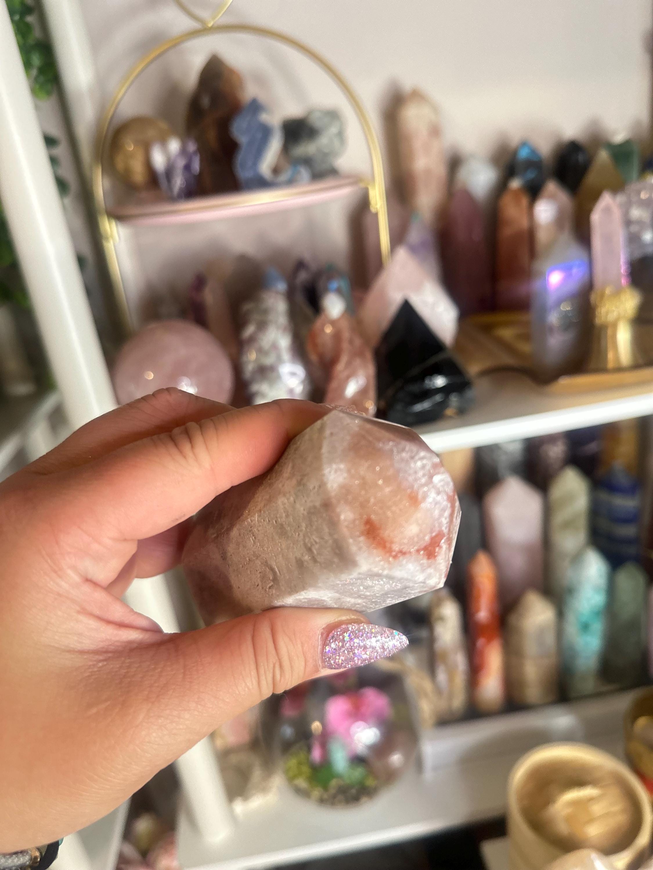 Crystal + Rocks| Druzy Tip | Pink Amethyst Tower | 3.5inch