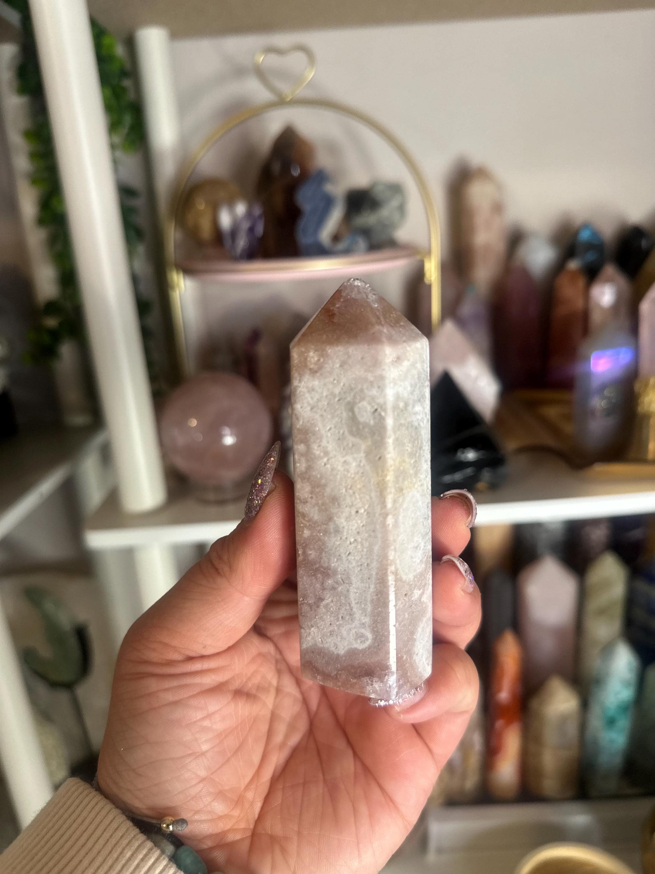Crystal + Rocks| Druzy Tip | Pink Amethyst Tower | 3.5inch