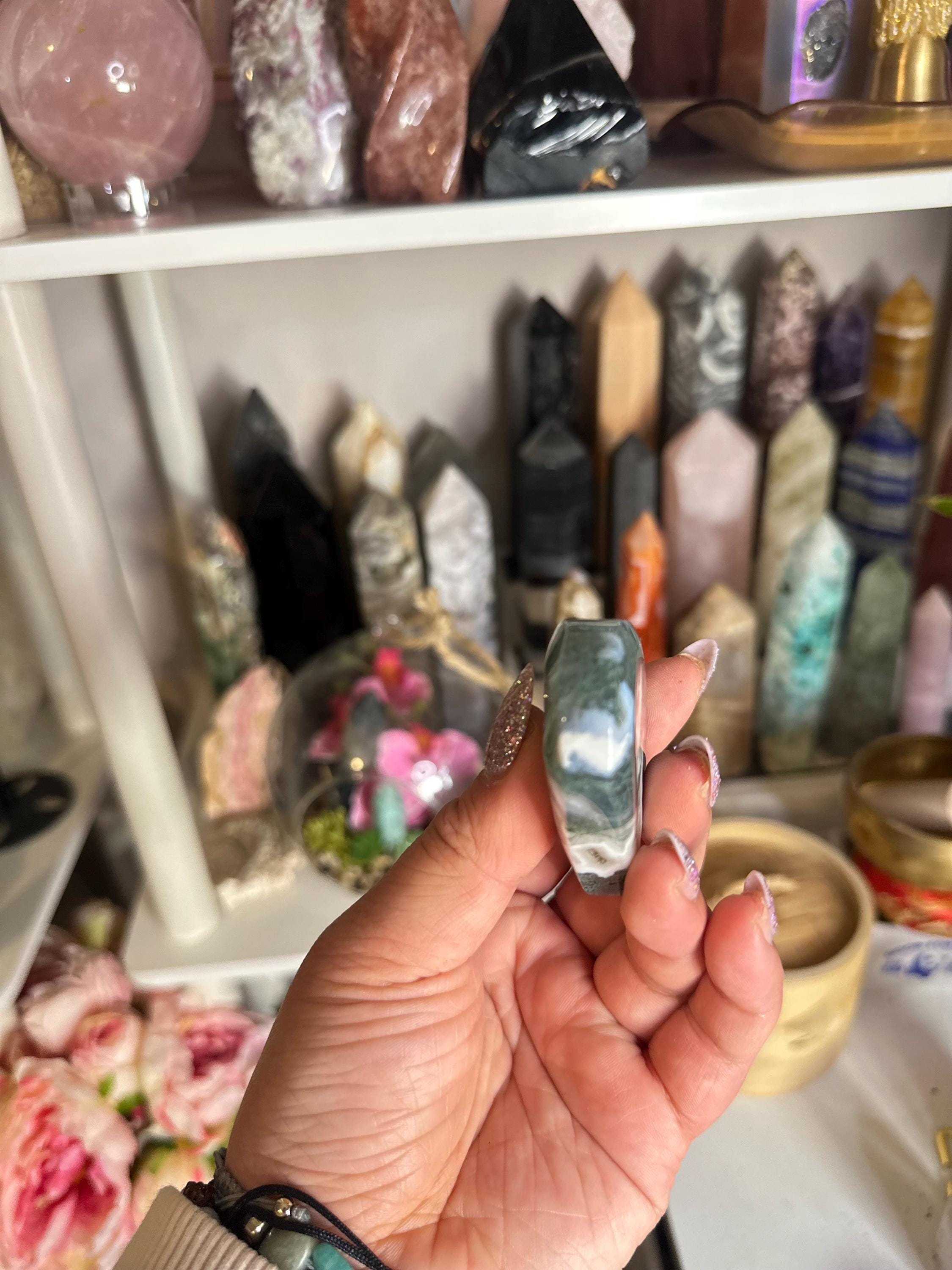 Crystal + Rocks | Polished | Blue Moss Agate Heart | 2in