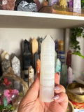 Crystal + Rocks | Polished | UV Reactive | Pink Mangano Calcite Tower | 6inch