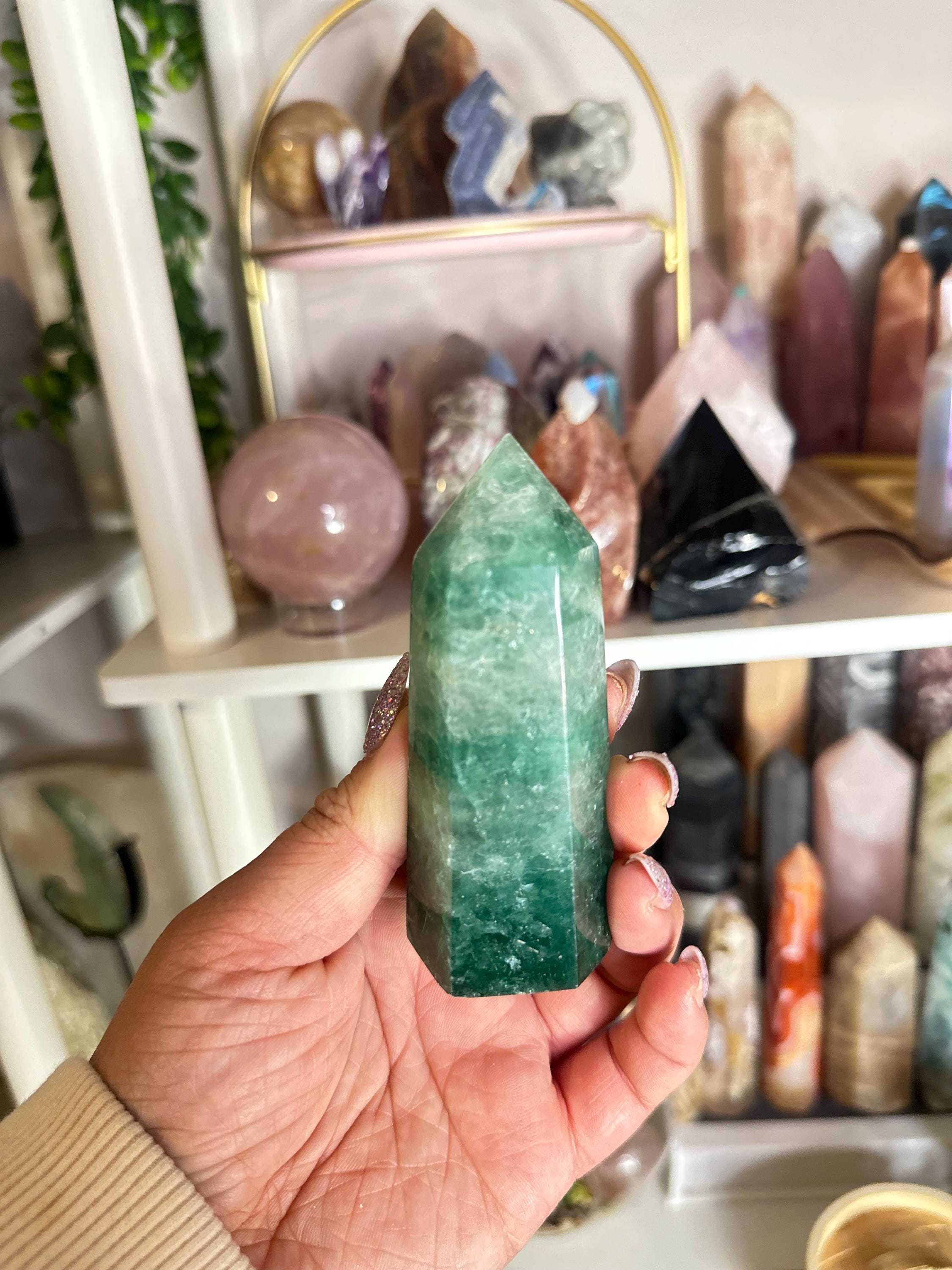 Crystal + Rocks| Sparkly + Chunky | Green Strawberry Quartz | 3inch
