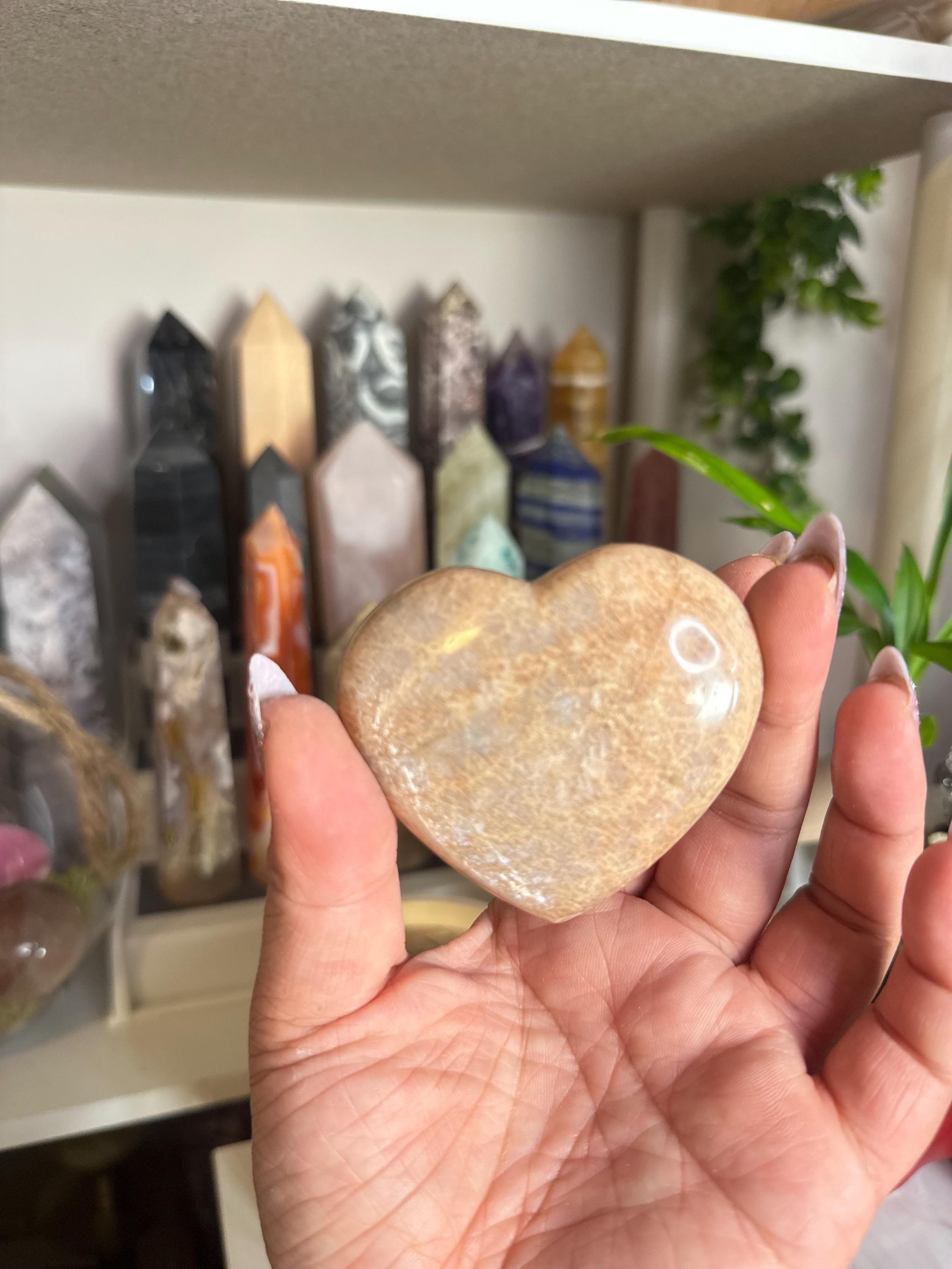 Crystal + Rocks| Flashy | Peach Moonstone Heart | 3inch