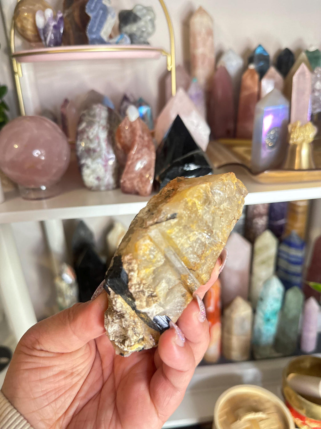 Crystal + Rocks | Stunning Raw Specimen | Black Tourmaline in Quartz | 4.5in