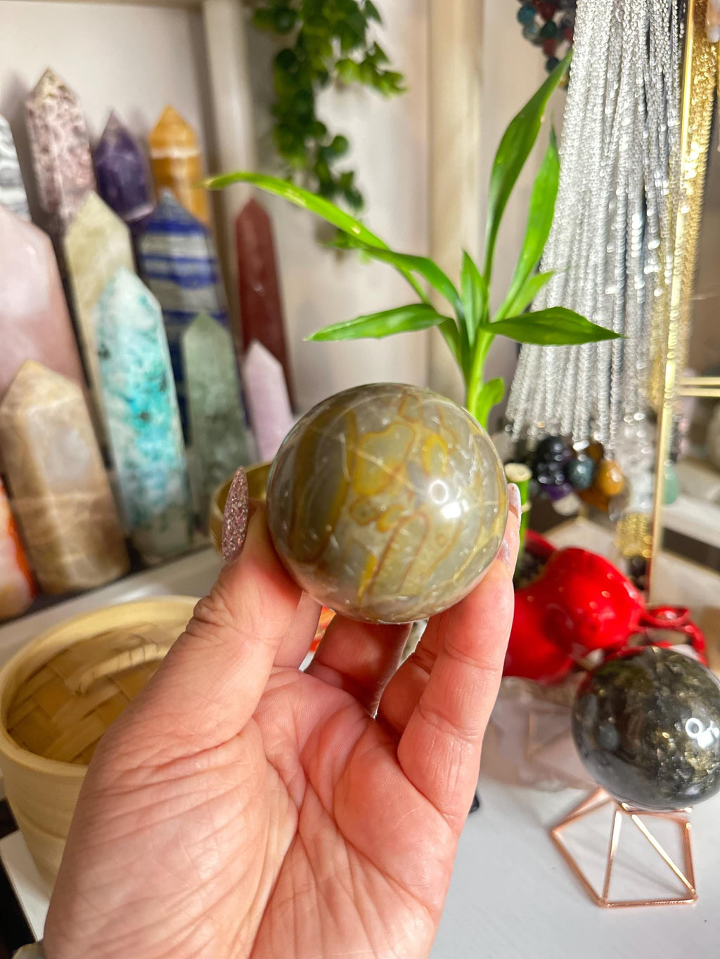 Crystal + Rocks | Polished | Picasso Jasper Sphere | 2inch