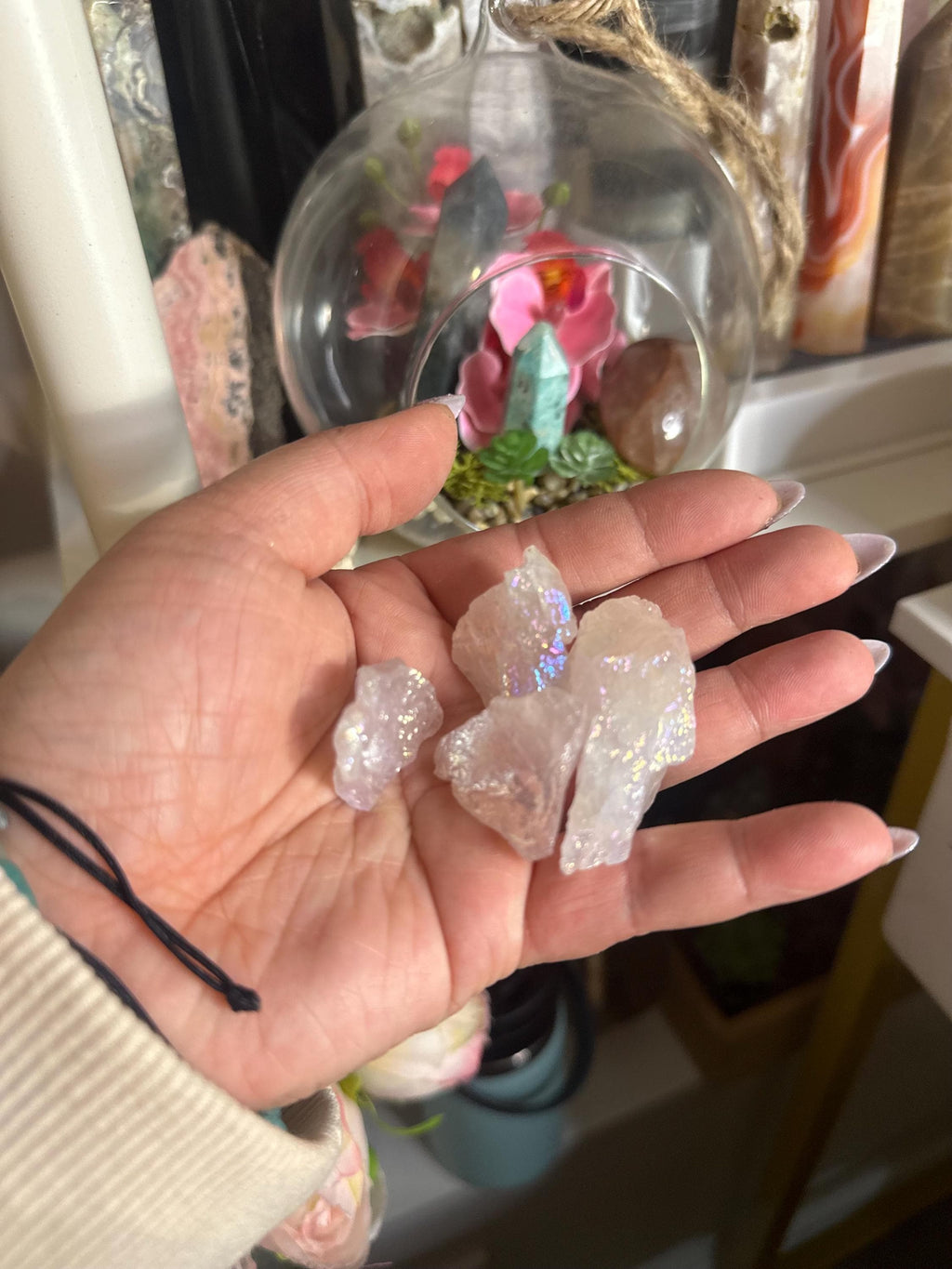 Crystal + Rocks| Bundle of 4 | Angel Aura | Raw Rose Quartz  | 1inch