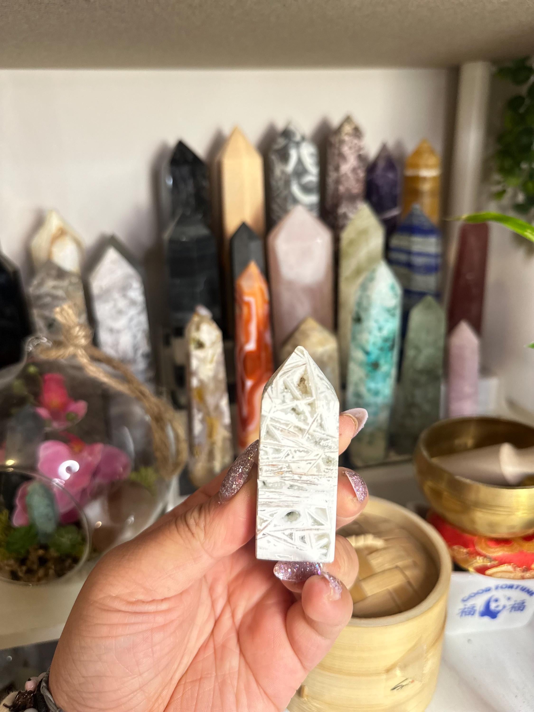 Crystal + Rocks | Cute | Mexican Crazy Laced Agate Tower | 3inch