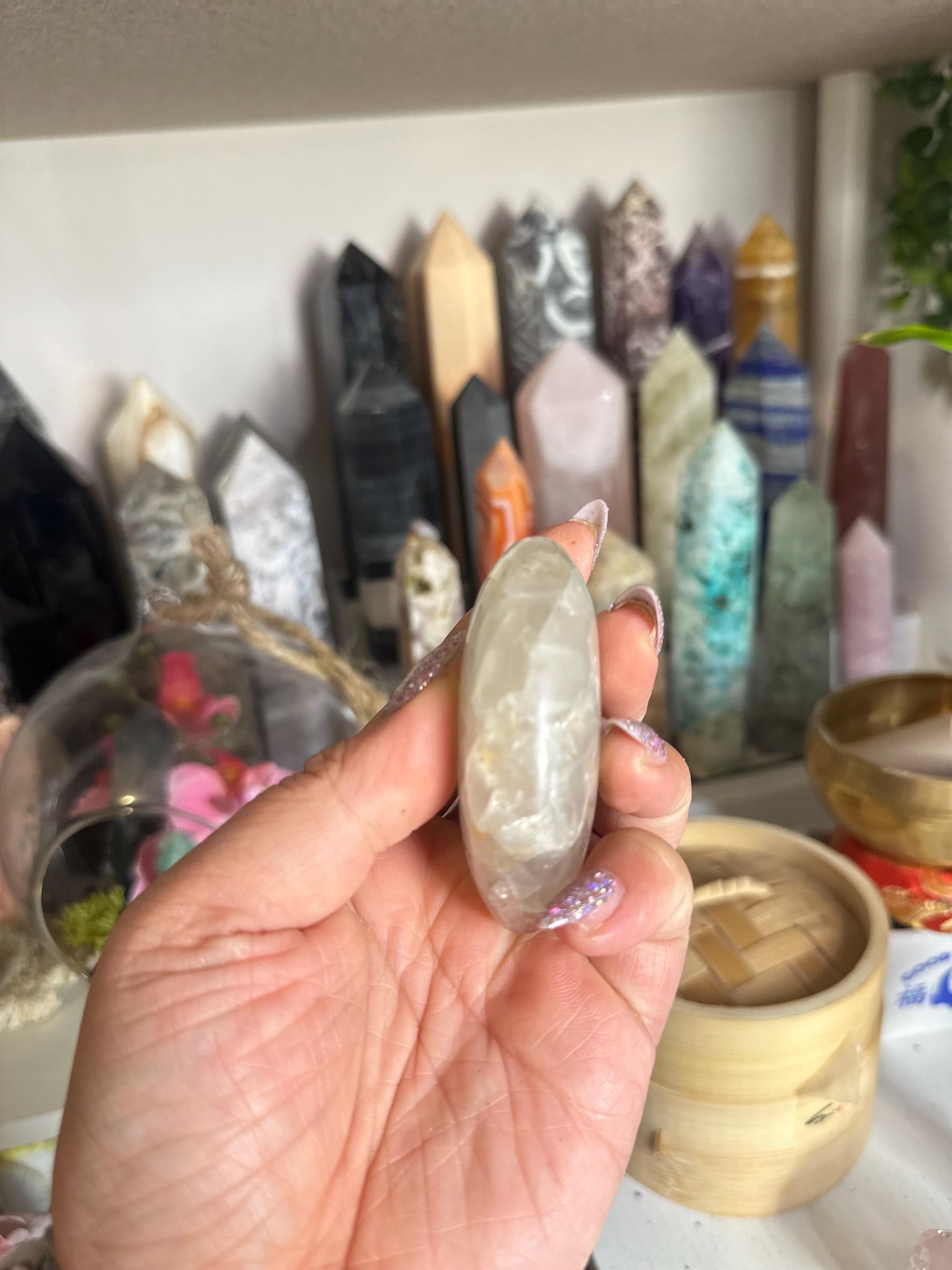 Crystal + Rocks | Super Gemmy with Rainbows | High Quality Smoky Quartz Palm Stone | 2inch