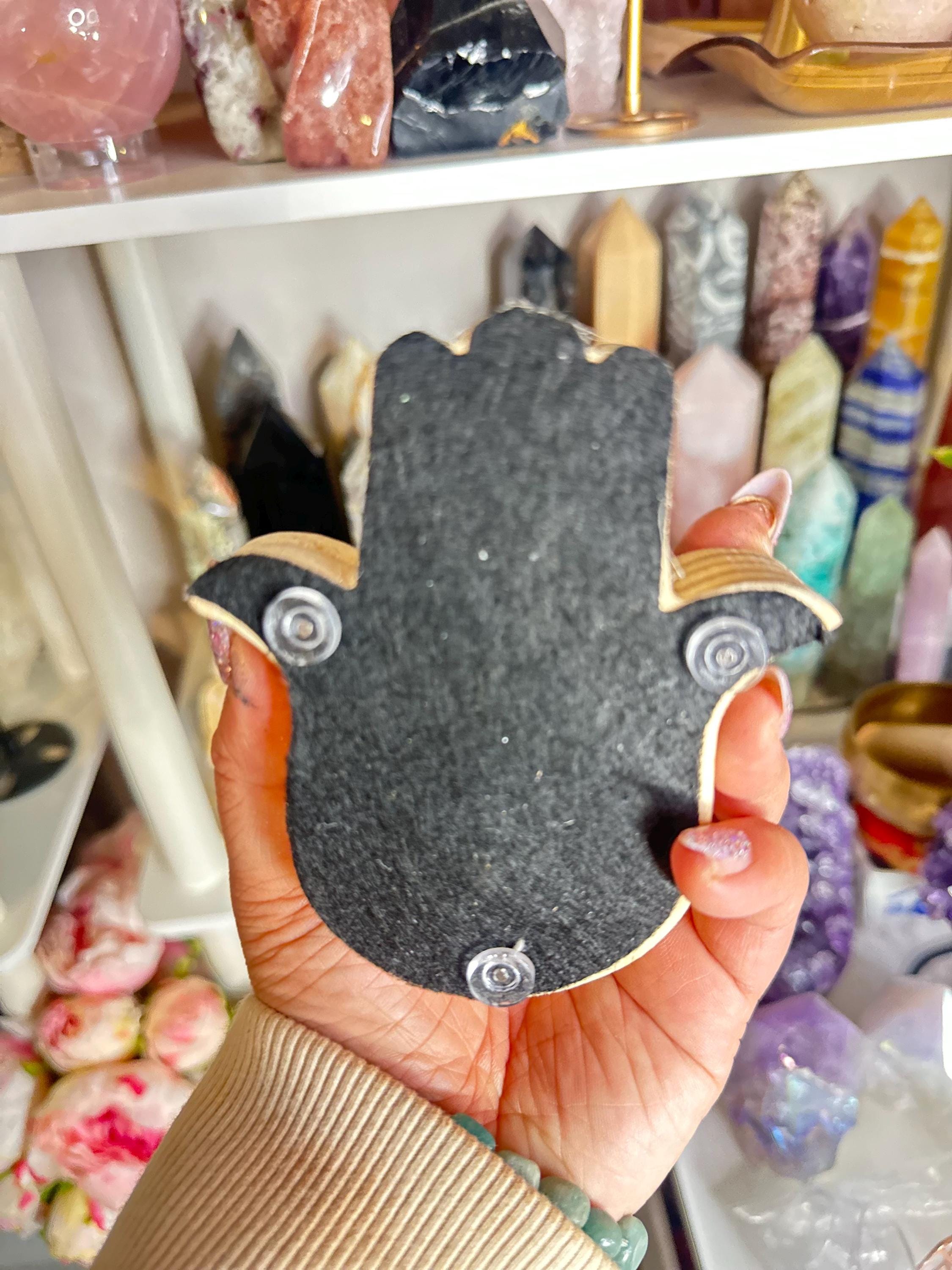 Crystal Stand + Accessories | Large Wooden Hamsa Stand Sphere Holder