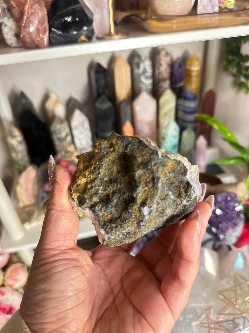 Crystal + Rocks | Unique + Rare | Sparkly Druzy Pale Yellow Sugar Rainbow Amethyst Cluster  | 5inch