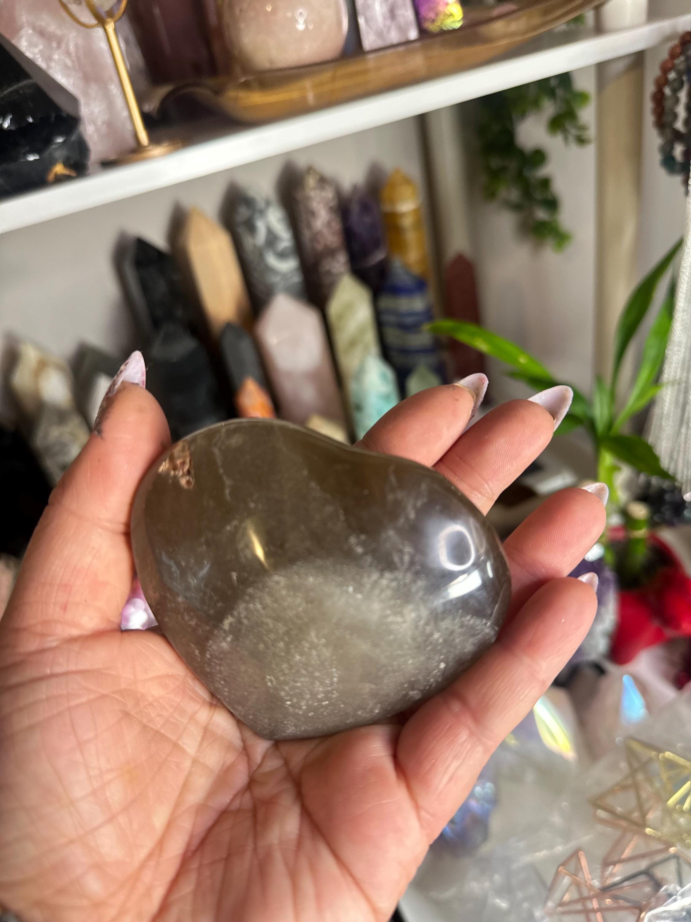 Crystal + Rocks | Polished | Puffy Smoky Quartz Heart | 3inch