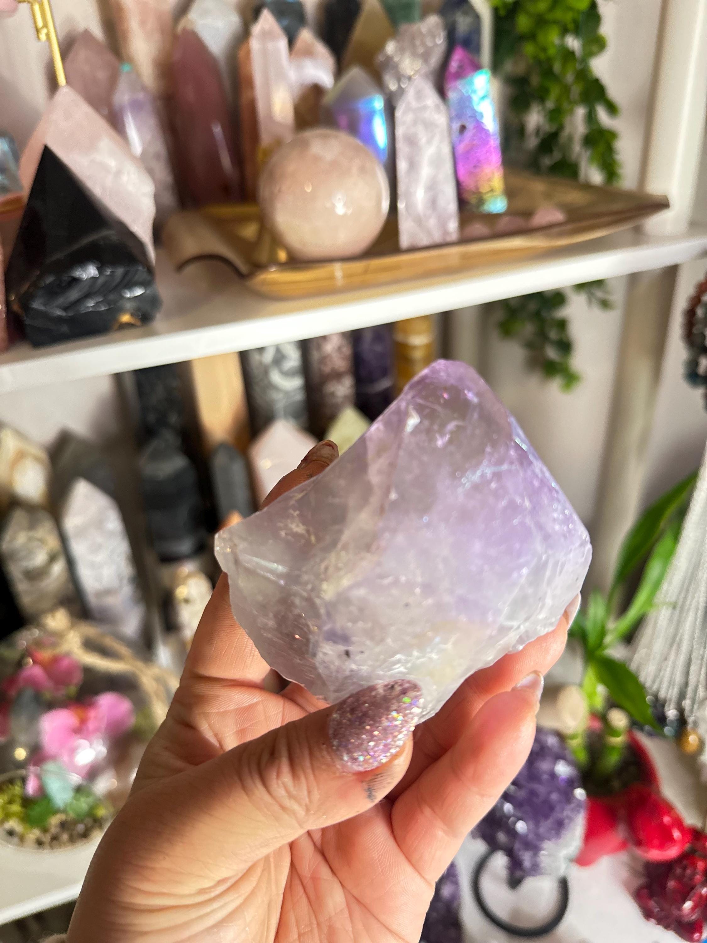 Crystal + Rocks | Polished | Angel Aura Top Polished Raw Point | 3.5in