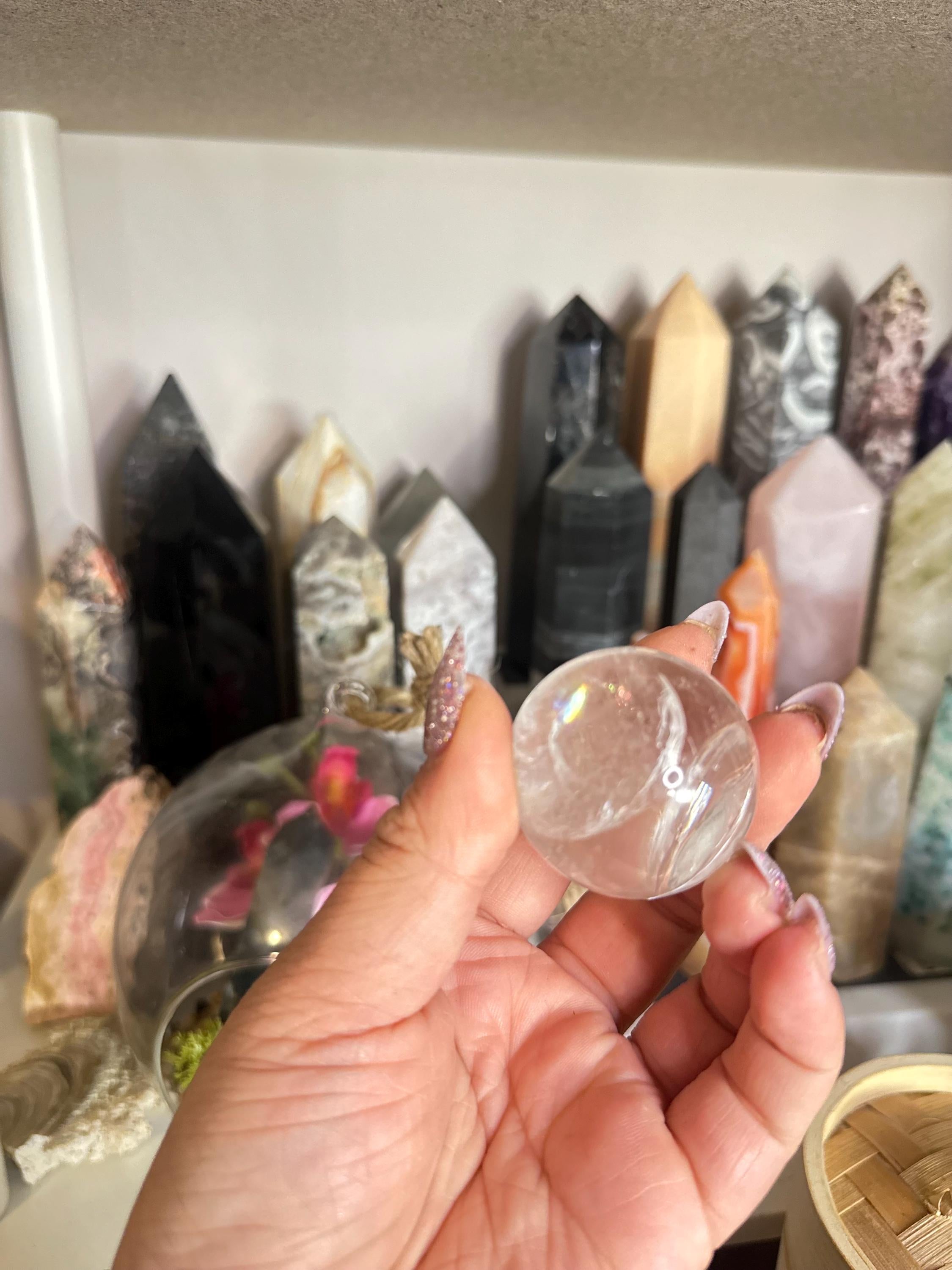 Crystal + Rocks | Gorgeous with Rainbows | Clear Quartz Sphere | 1.5in