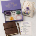 Crystal + Gifts | Crystals Set + Leather Notebook + Pen | 365 Days of Love Weath Adundance Health Growth  Protection Healing | 8 Pieces