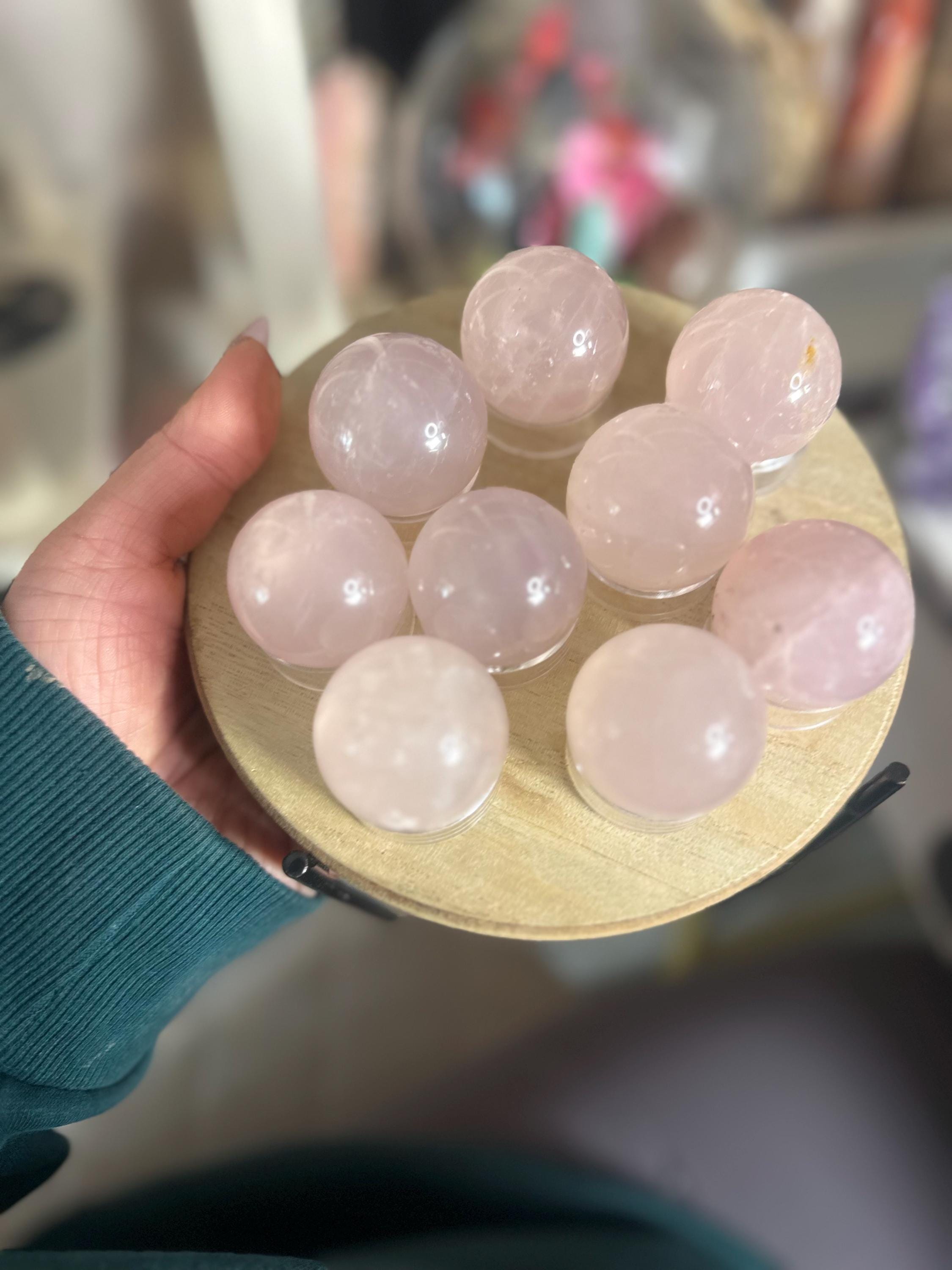 Crystal + Rocks | High Quality Grade AAA | 6 Point Star Rose Quartz Spheres with Asterism | 1.5in