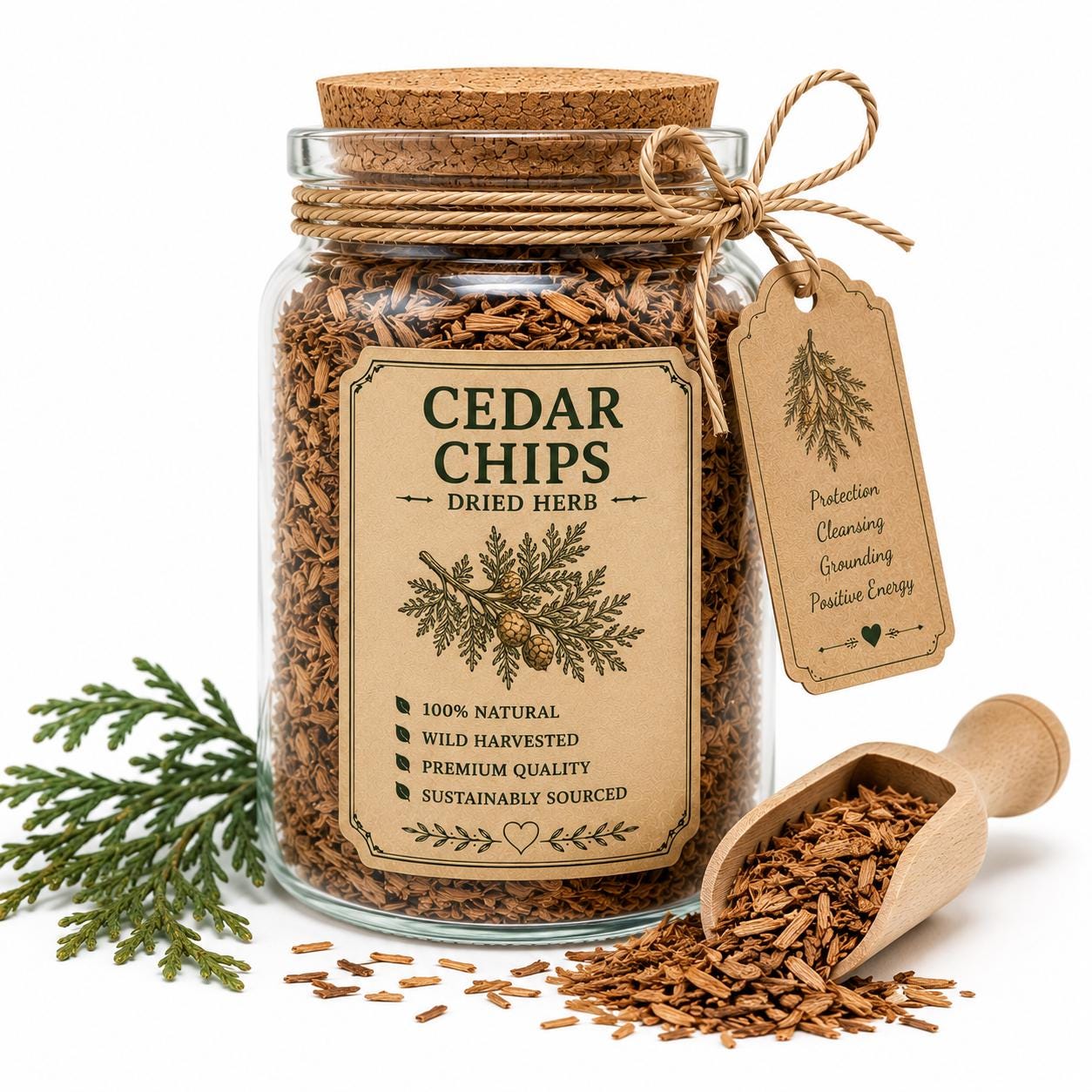 Spell Jar + Spoon | Cedar Chips | Dried, Cut & Sifted | Juniperus Virginiana | 50ML