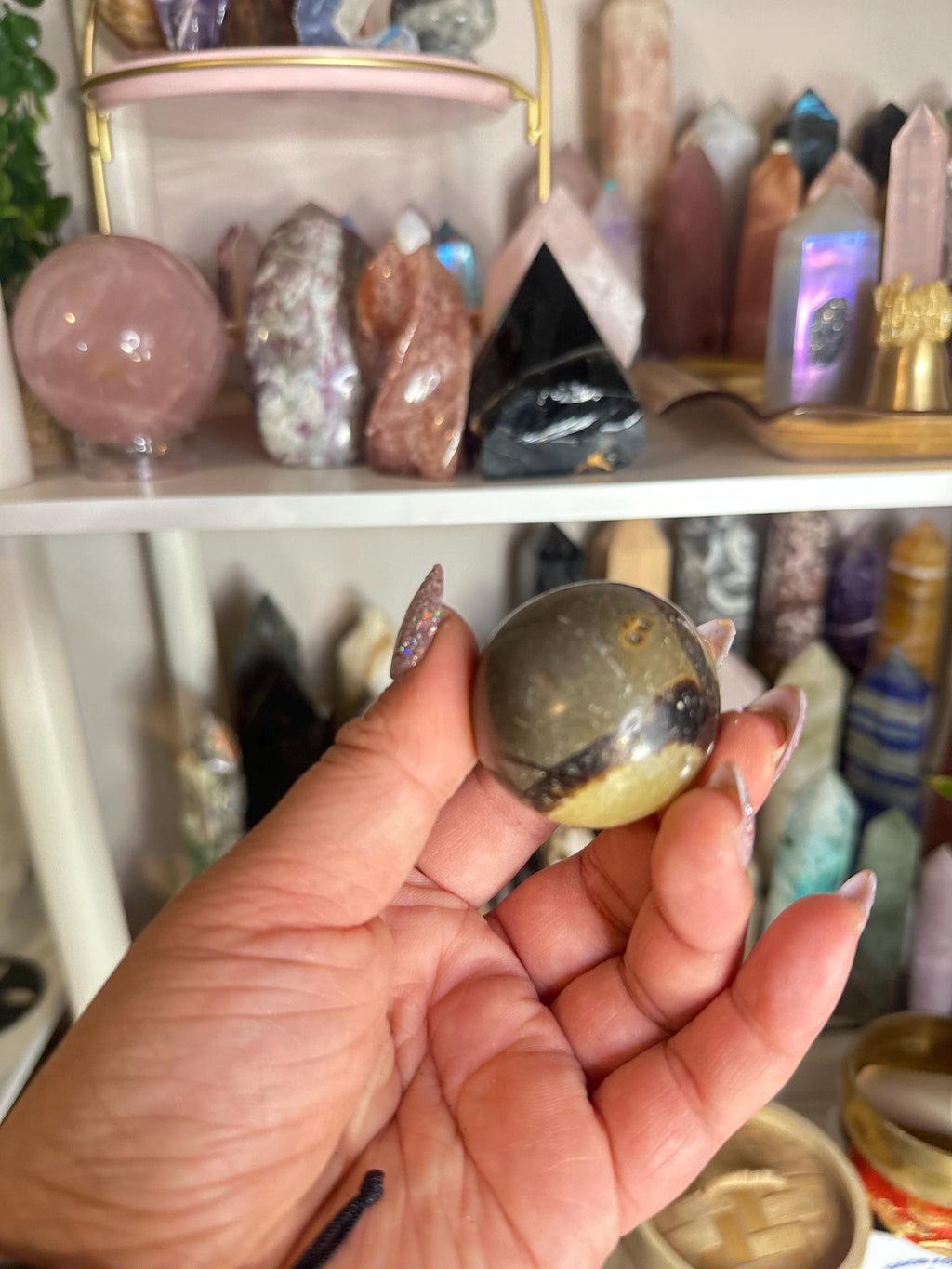 Crystal + Rocks| Polished | Septarian Node | 1inch