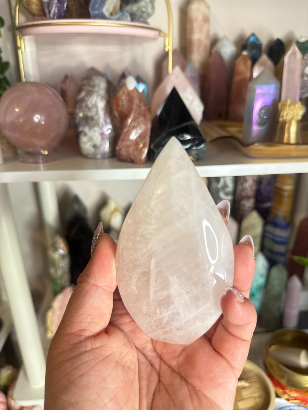 Crystal + Rocks| Polished | Rose Quartz Standing Freeform Teardrop | 4in