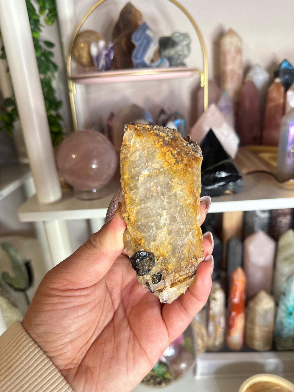 Crystal + Rocks| Raw | Black Tourmaline in Quartz Matrix with Iron | 4.5in
