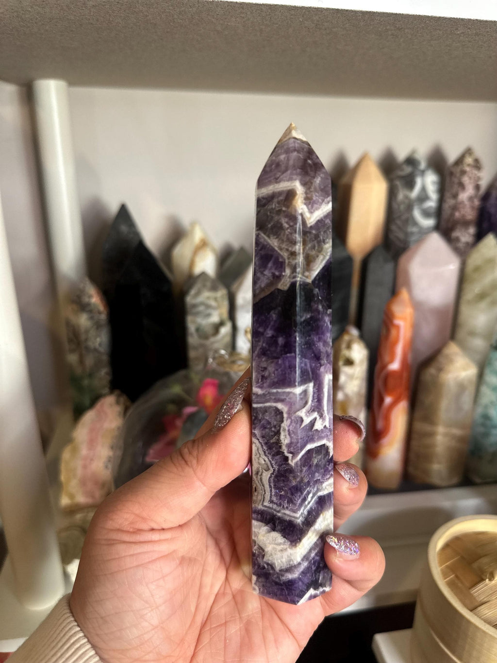 Crystal + Rocks| Polished | Chevron Amethyst Tower | 7in