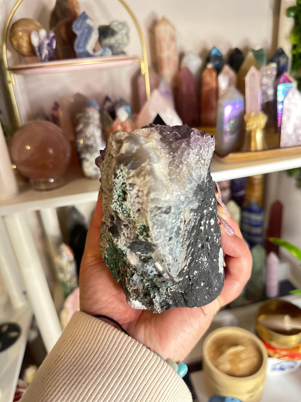 Crystal + Rocks| Large | Chunky Amethyst Raw Mountain Shaped Cutbase | 5in