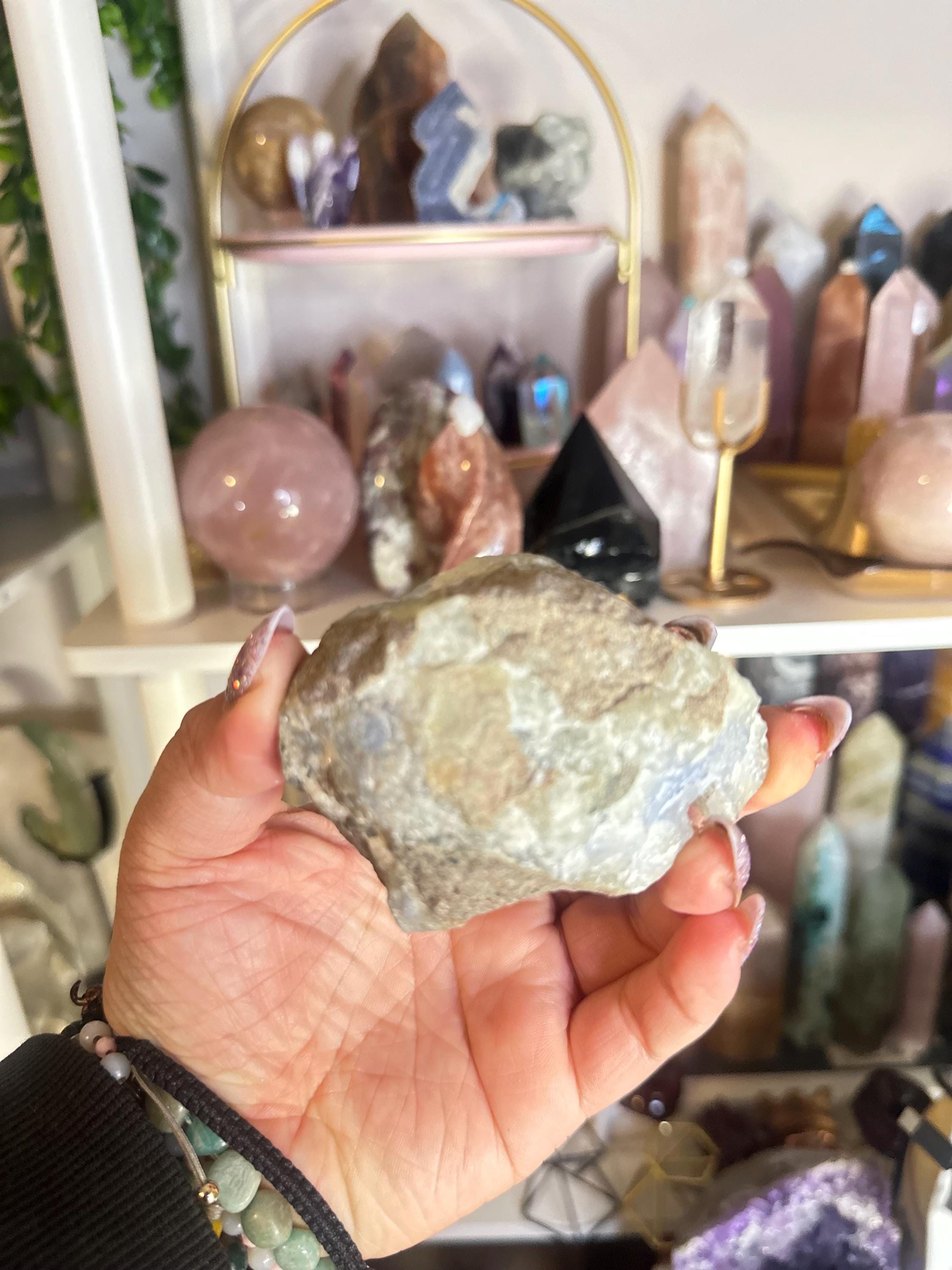 Crystal + Rocks| Rare | Druzy Botryoidal Blue Laced Agate Chalcedony Cave | 5in