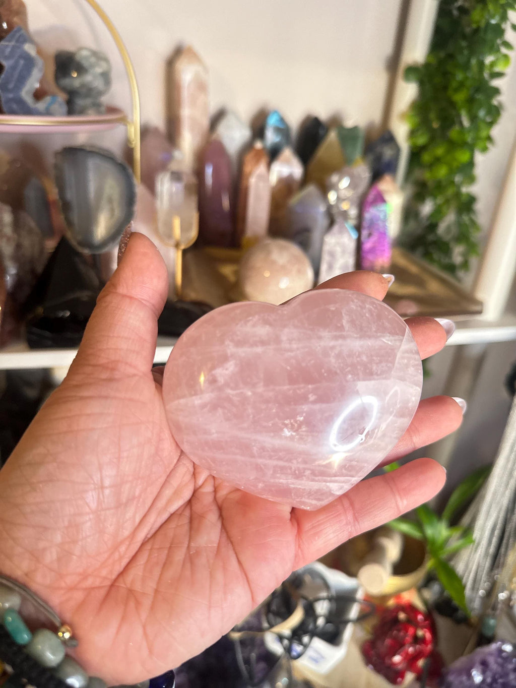 Crystal + Rocks | Polished | Puffy Large Gemmy Rose Quartz Heart Carvig | 3in