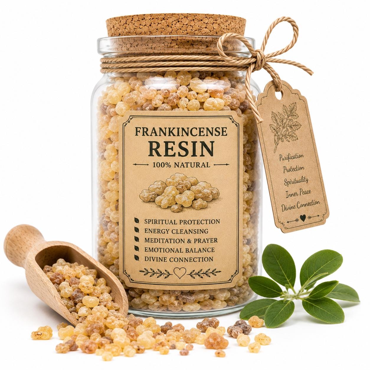 Spell Jar + Spoon | Frankincense Resin | Dried, Cut & Sifted | Boswellia Sacra | 50ML
