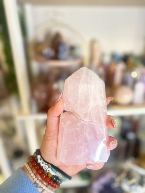 Crystal + Rocks | IMPERFECT CRYSTAL | Broken Juicy Brazilian Cut Chunky Rose Quartz | 6in