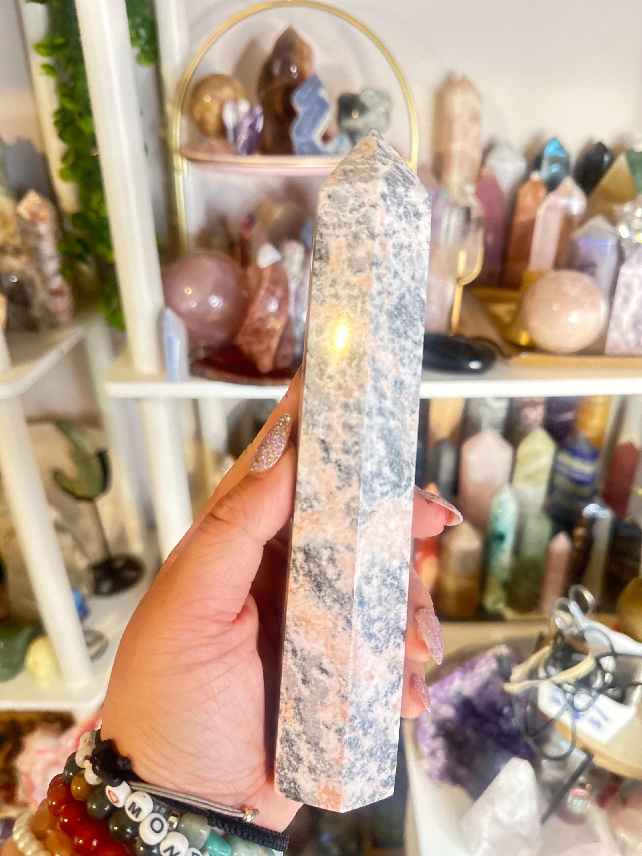 Crystal + Rocks | IMPERFECT CRYSTAL | Glued Leopard Skin Jasper Tower | 7in