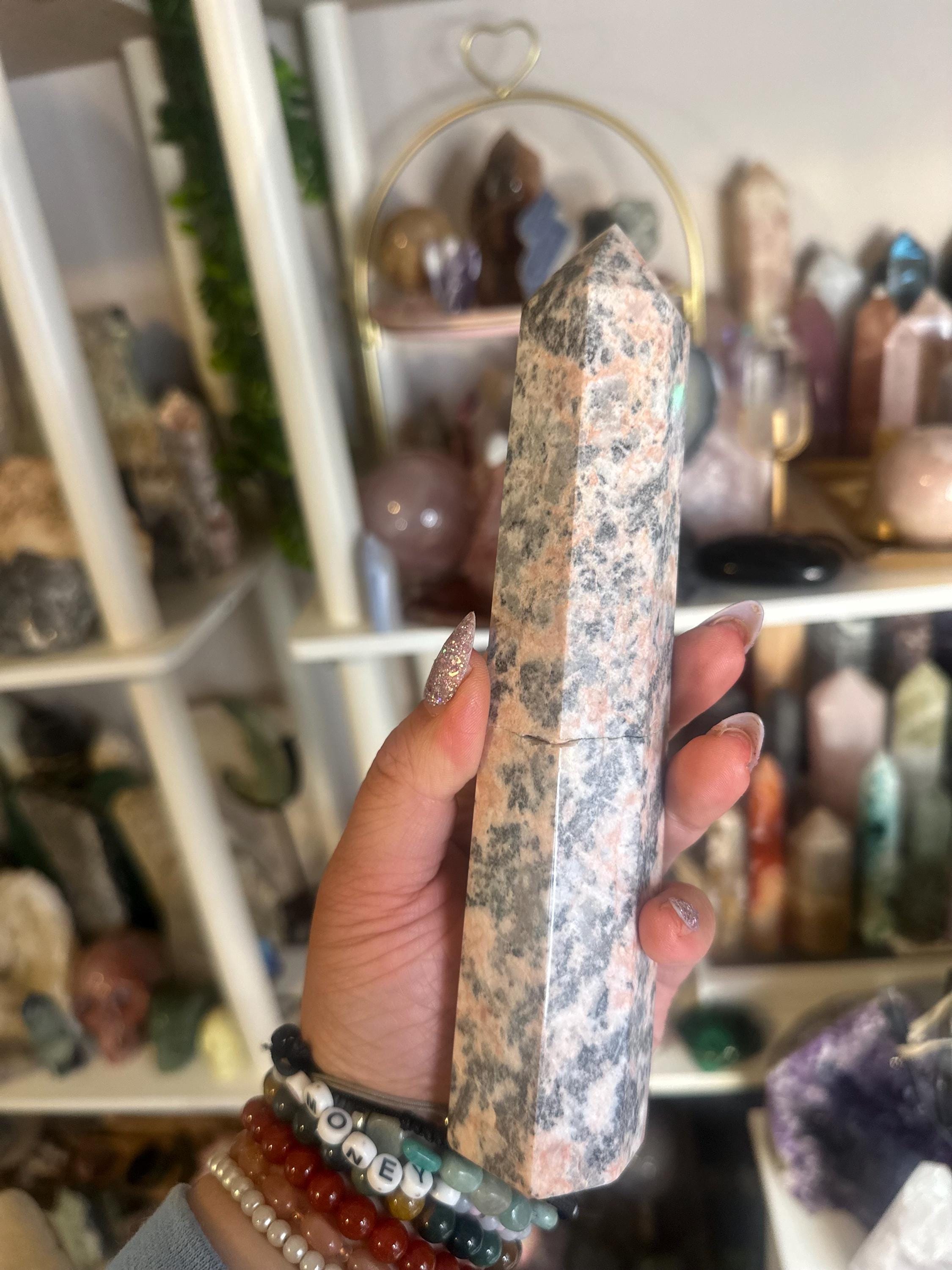 Crystal + Rocks | IMPERFECT CRYSTAL | Glued Leopard Skin Jasper Tower | 7in