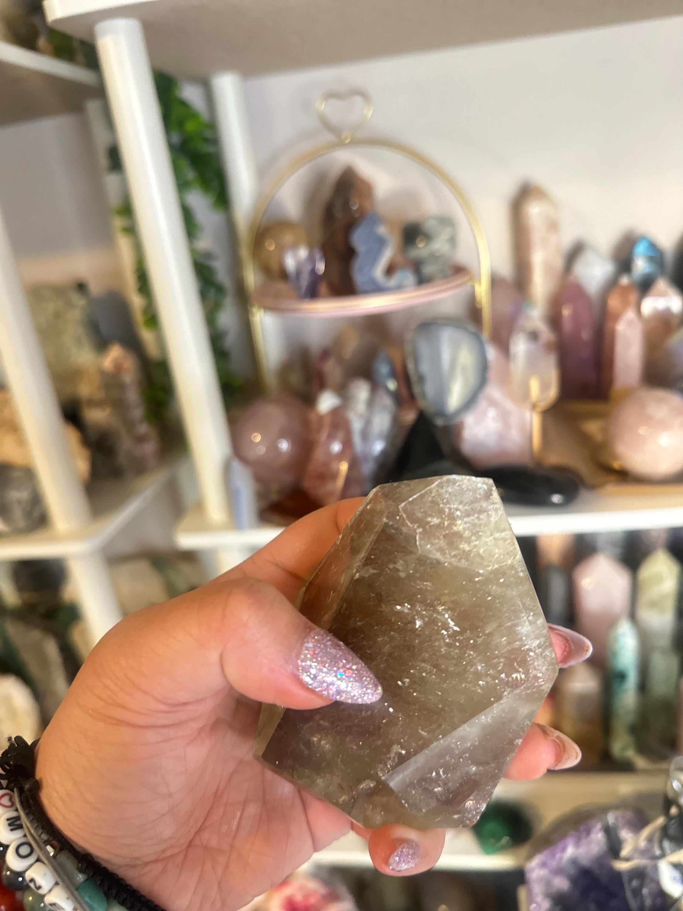 Crystal + Rocks | IMPERFECT CRYSTAL | Glued + Chipped Tip  Natural Smoky Citrine Chunky Standing Freeform | 5in