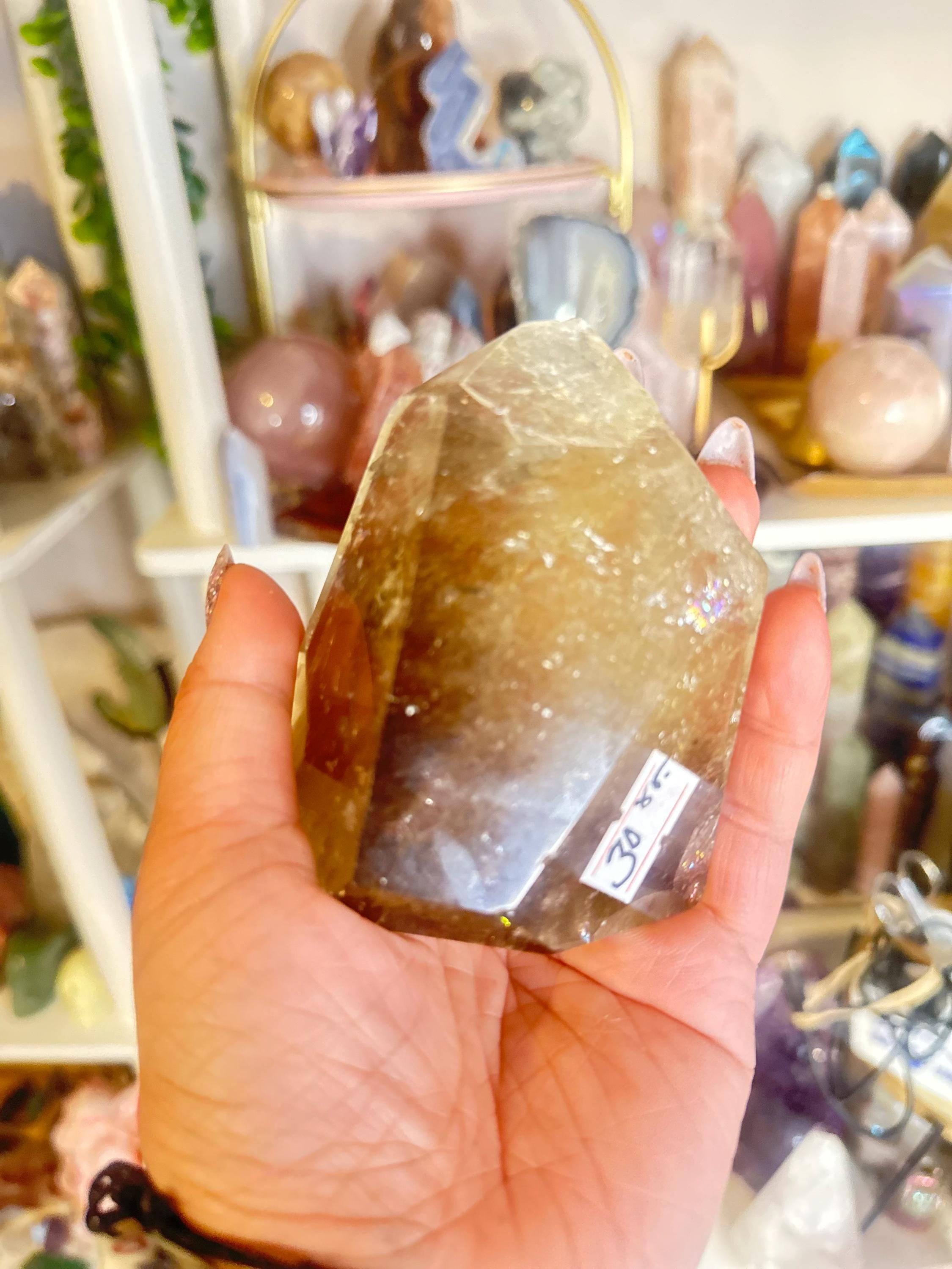 Crystal + Rocks | IMPERFECT CRYSTAL | Glued + Chipped Tip  Natural Smoky Citrine Chunky Standing Freeform | 5in
