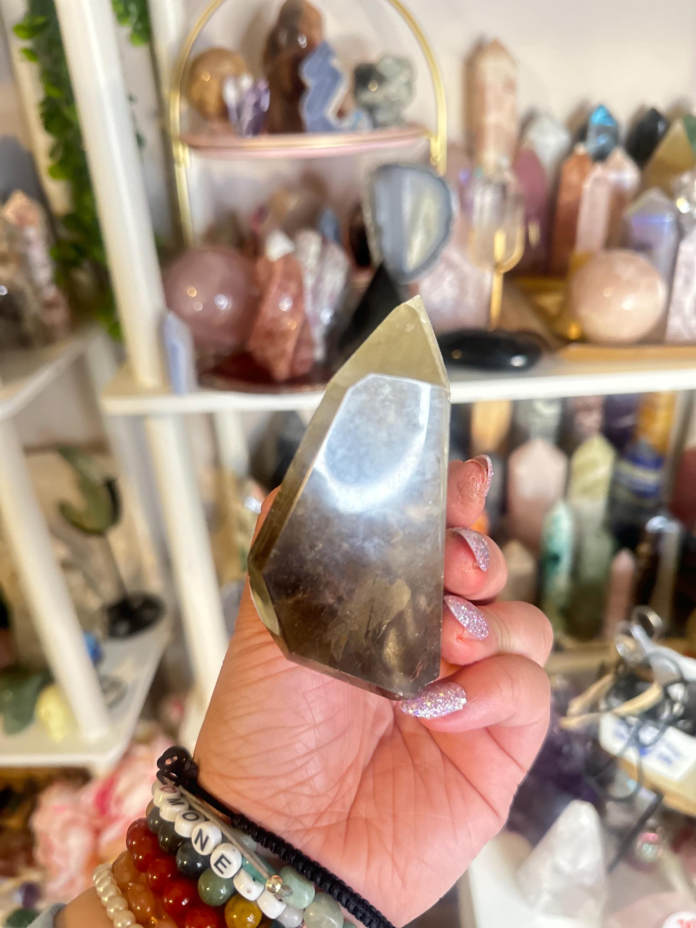 Crystal + Rocks | IMPERFECT CRYSTAL | Glued + Chipped Tip  Natural Smoky Citrine Chunky Standing Freeform | 5in