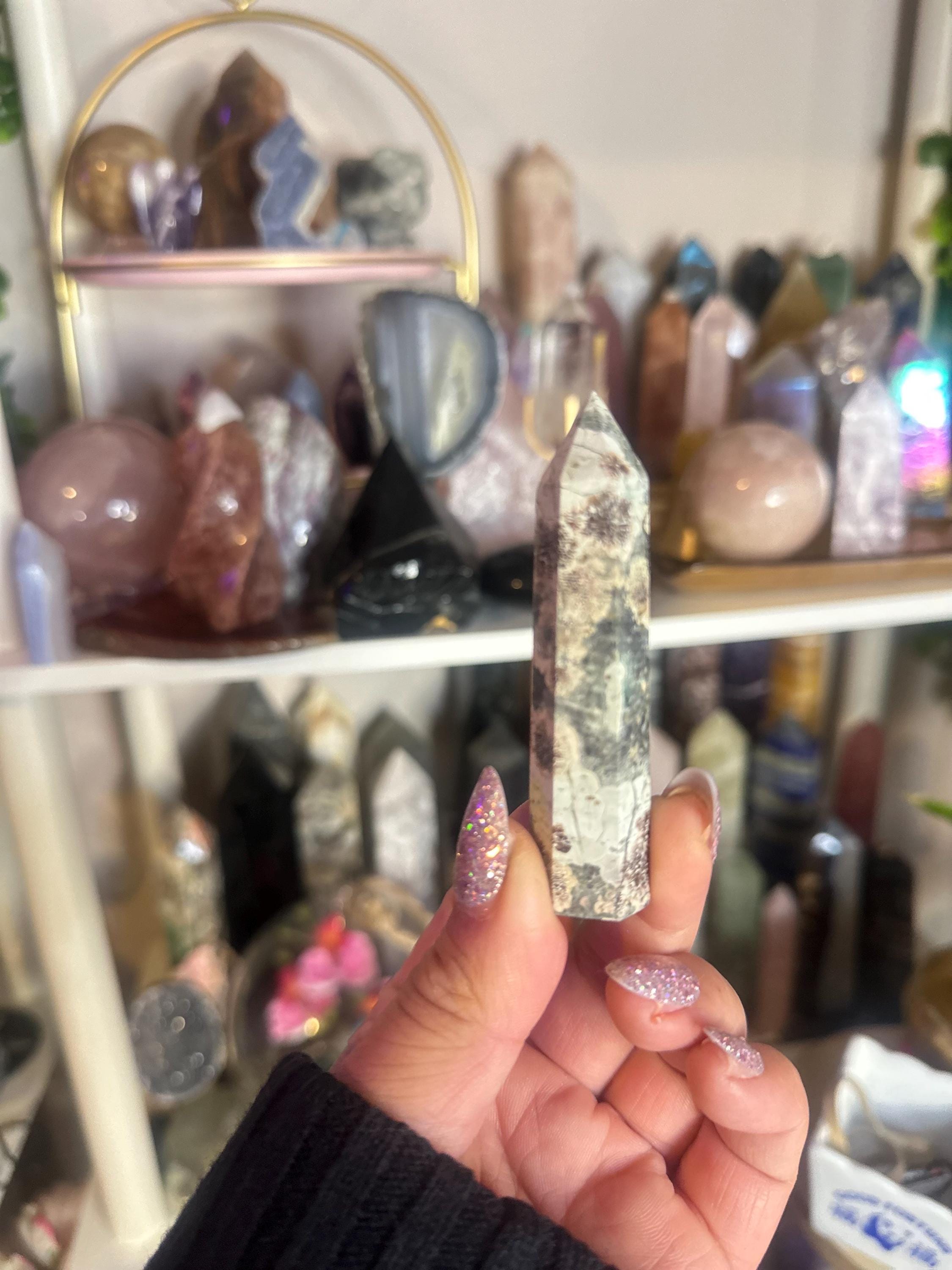 Crystal + Rocks | Intuitive Pick | Green Sakura Flower Tower | 3.5in