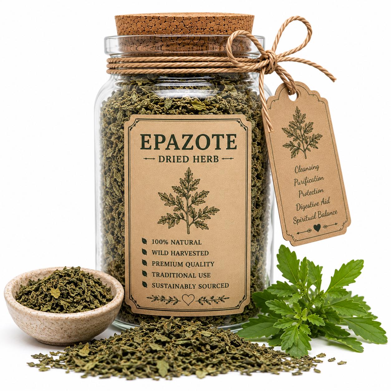 Spell Jar + Spoon | Epazote | Dried, Cut & Sifted | Dysphania Ambrosioides | 50ML