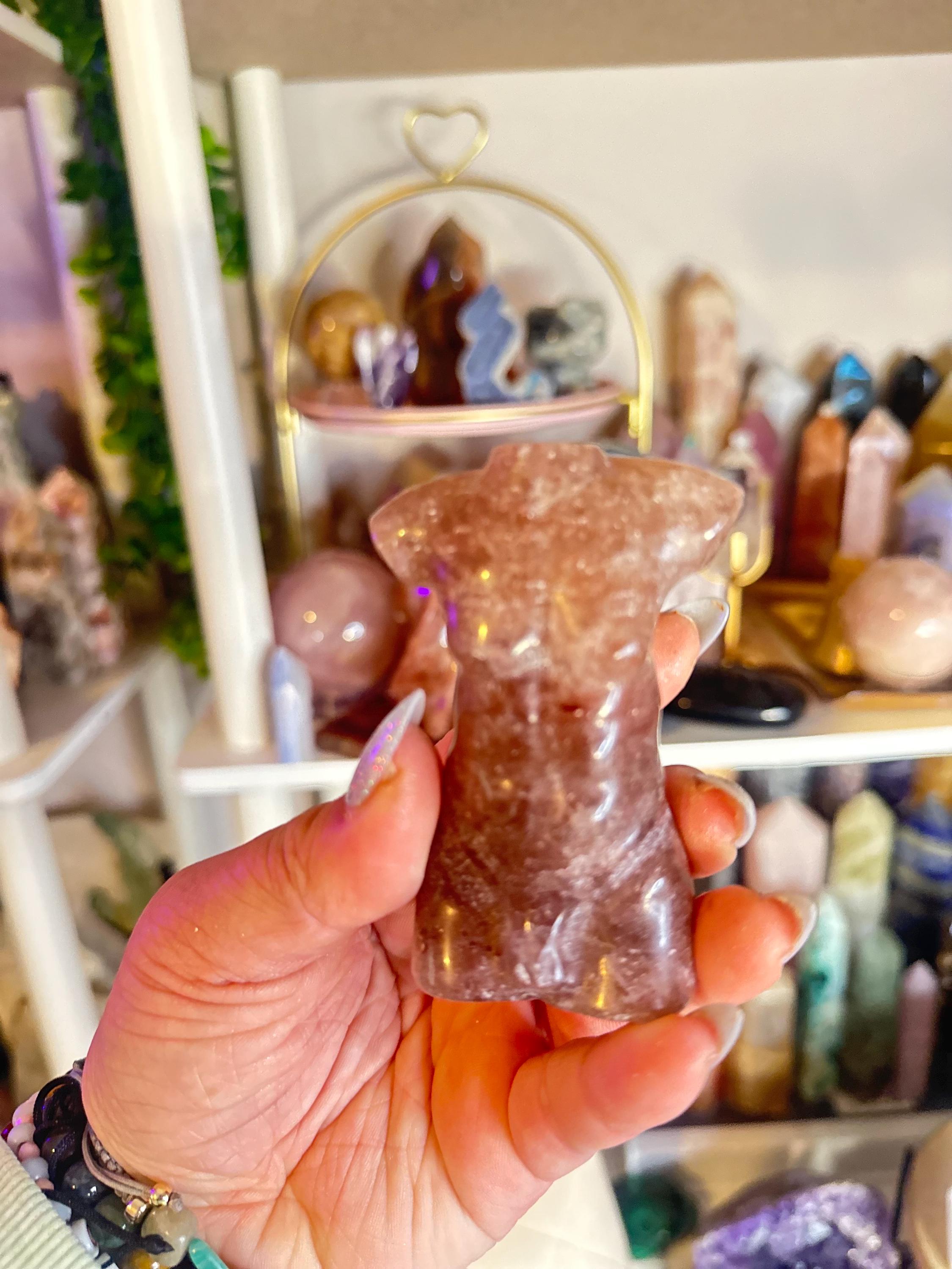 Crystal + Rocks | Bundle of 2 | Strawberry Quartz Male + Female Figurines Body | 4in