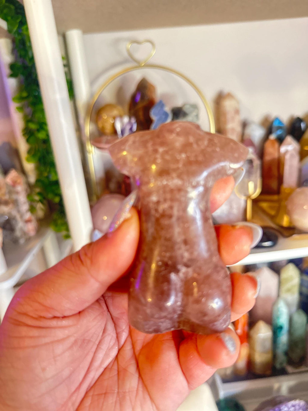 Crystal + Rocks | Bundle of 2 | Strawberry Quartz Male + Female Figurines Body | 4in